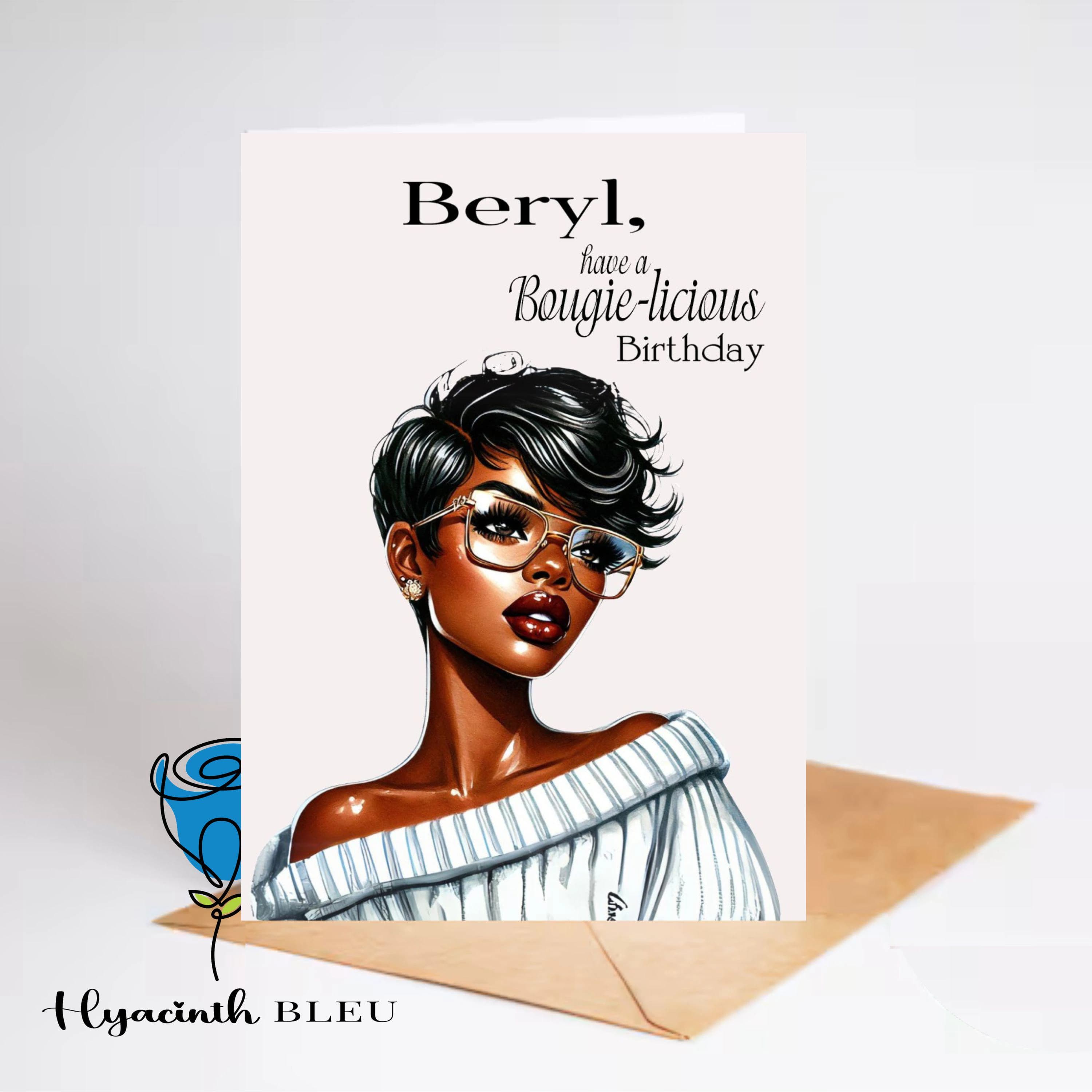 Handmade Black Woman Birthday Card: Custom Afro Greeting