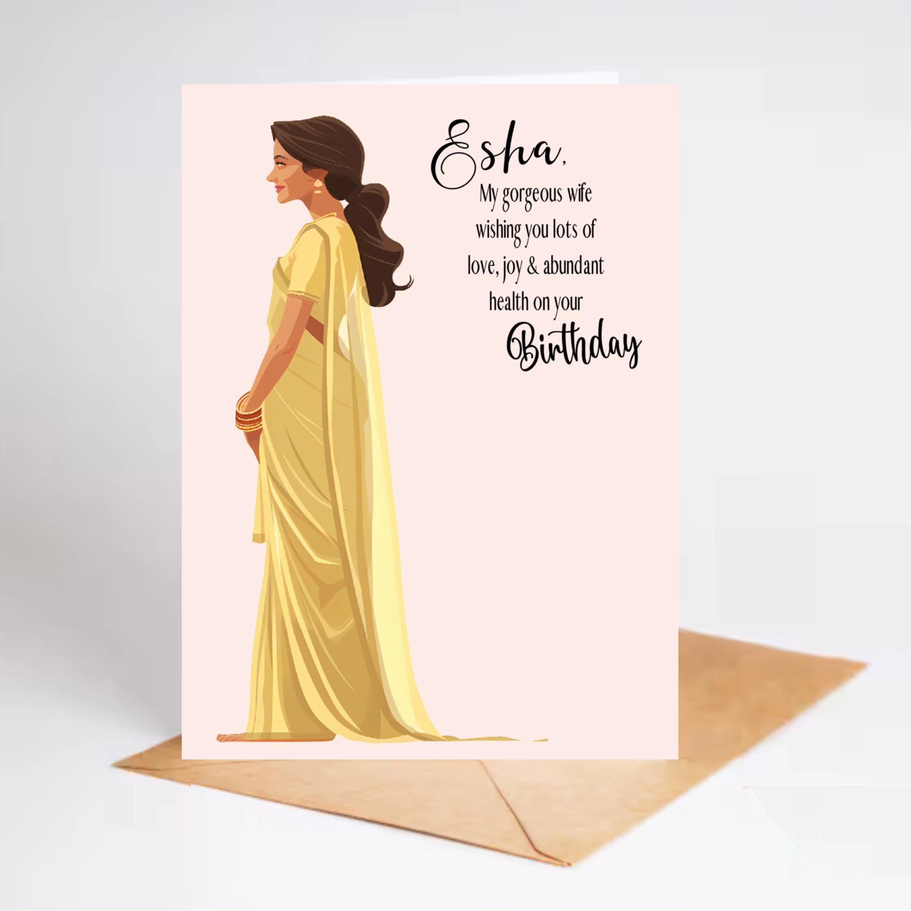 Indian Wife Birthday Card: Desi Greeting Card