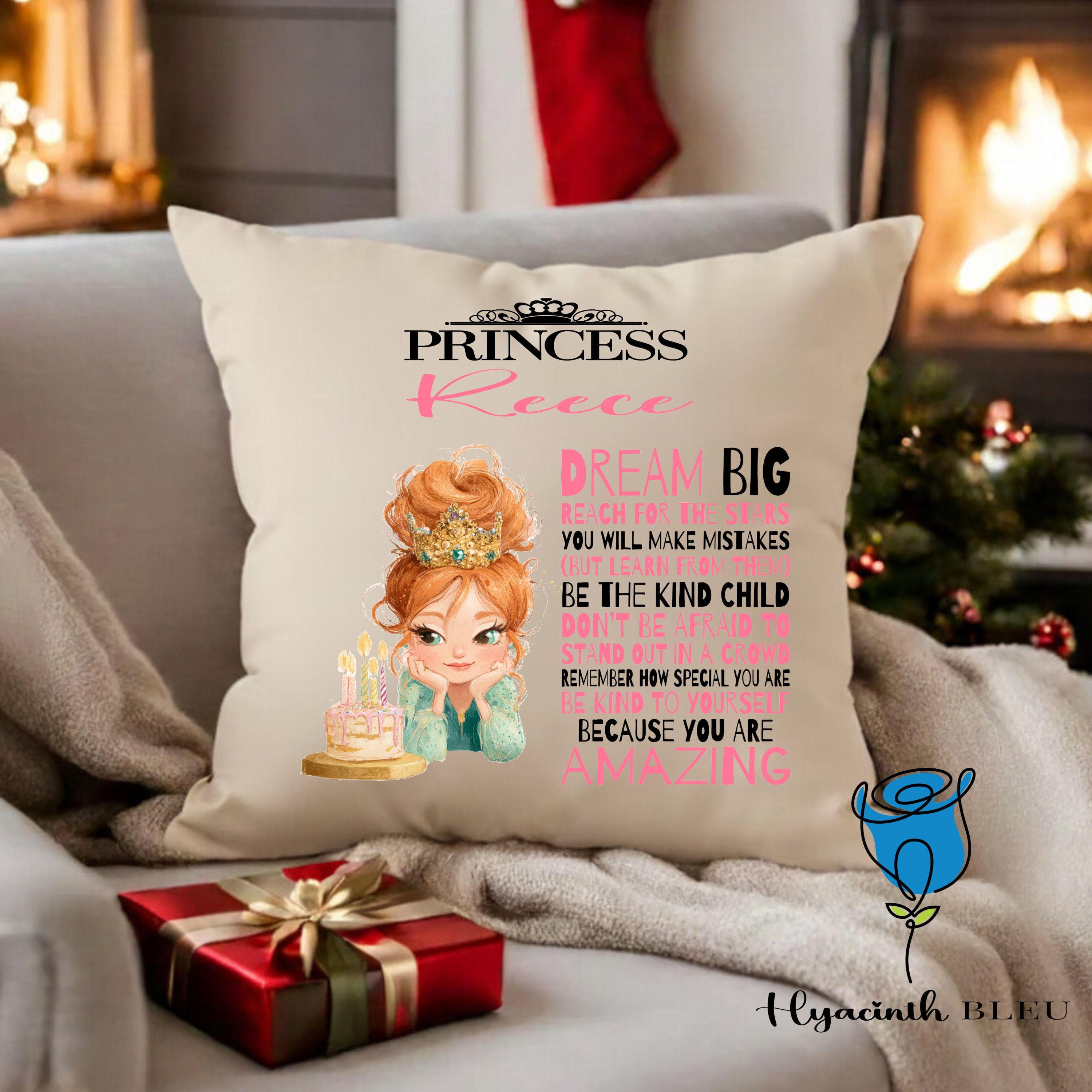 Personalised Princess Girl Cushion Gift, Birthday Keepsake, Daughter Affirmation Bedroom Decor - image 4