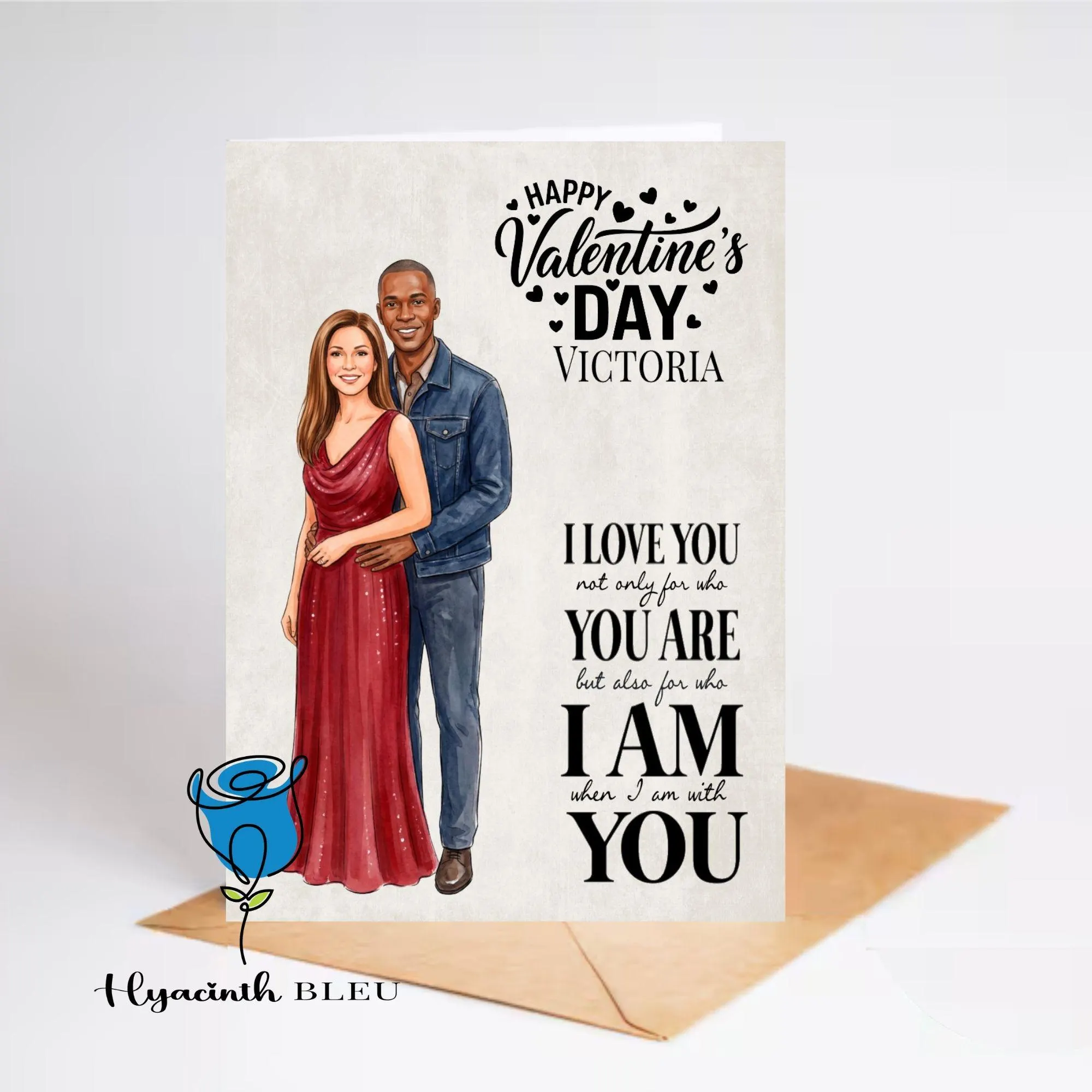 Biracial Couple Valentine's Day Card, Anniversary Card for Wife or Husband - image 4