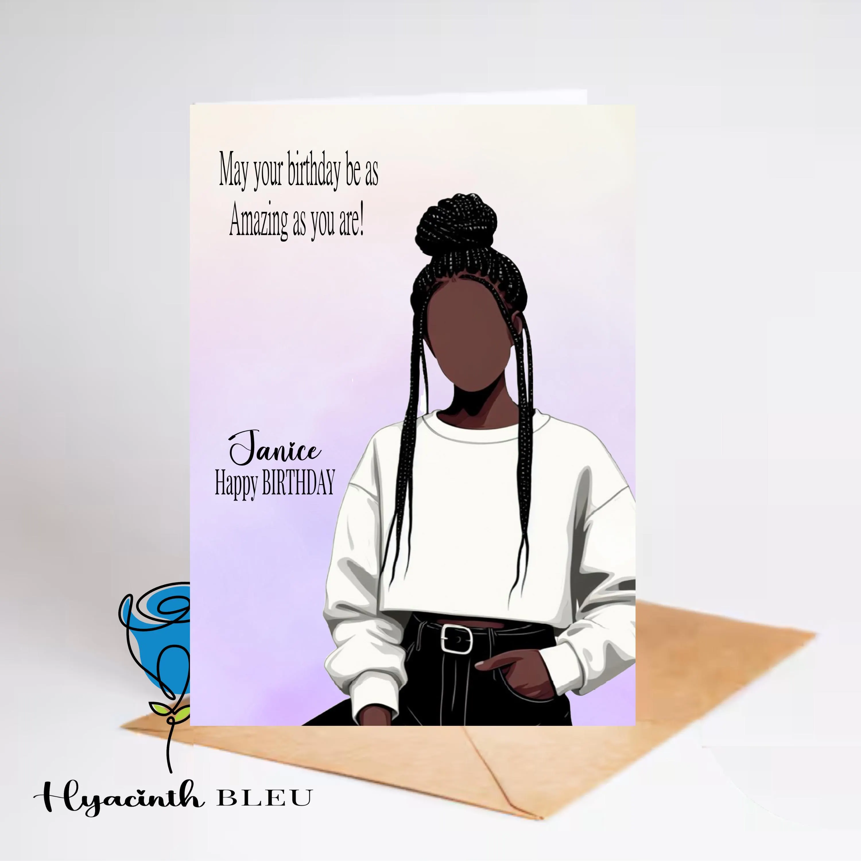 Personalized Black Woman Birthday Card: Afro Daughter Card