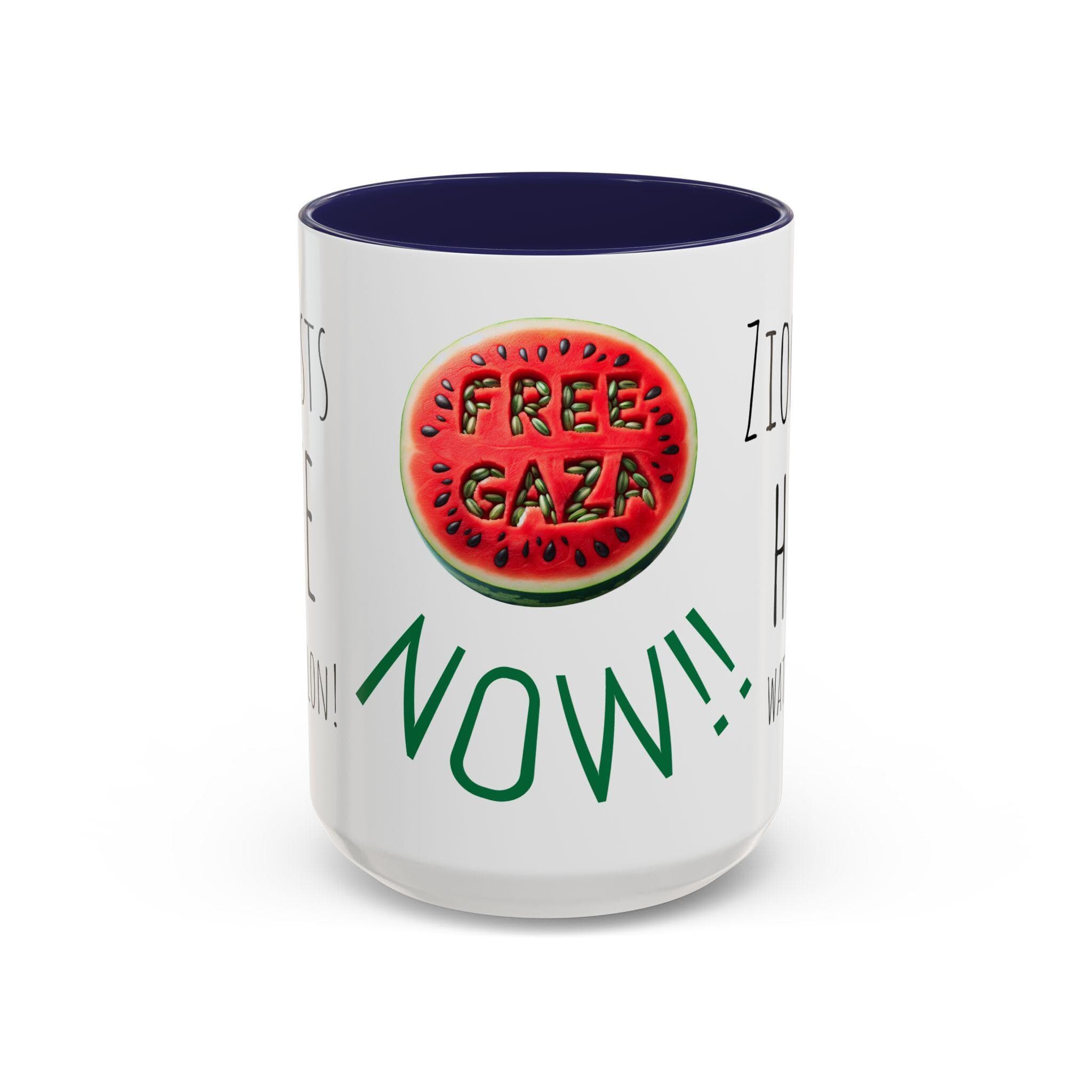Free Palestine Watermelon Accent Coffee Mug, Free Palestine Ceasefire Now, Arab Falasteen Islamic Watermelon Fruit ,11- 15oz Free Gaza Now