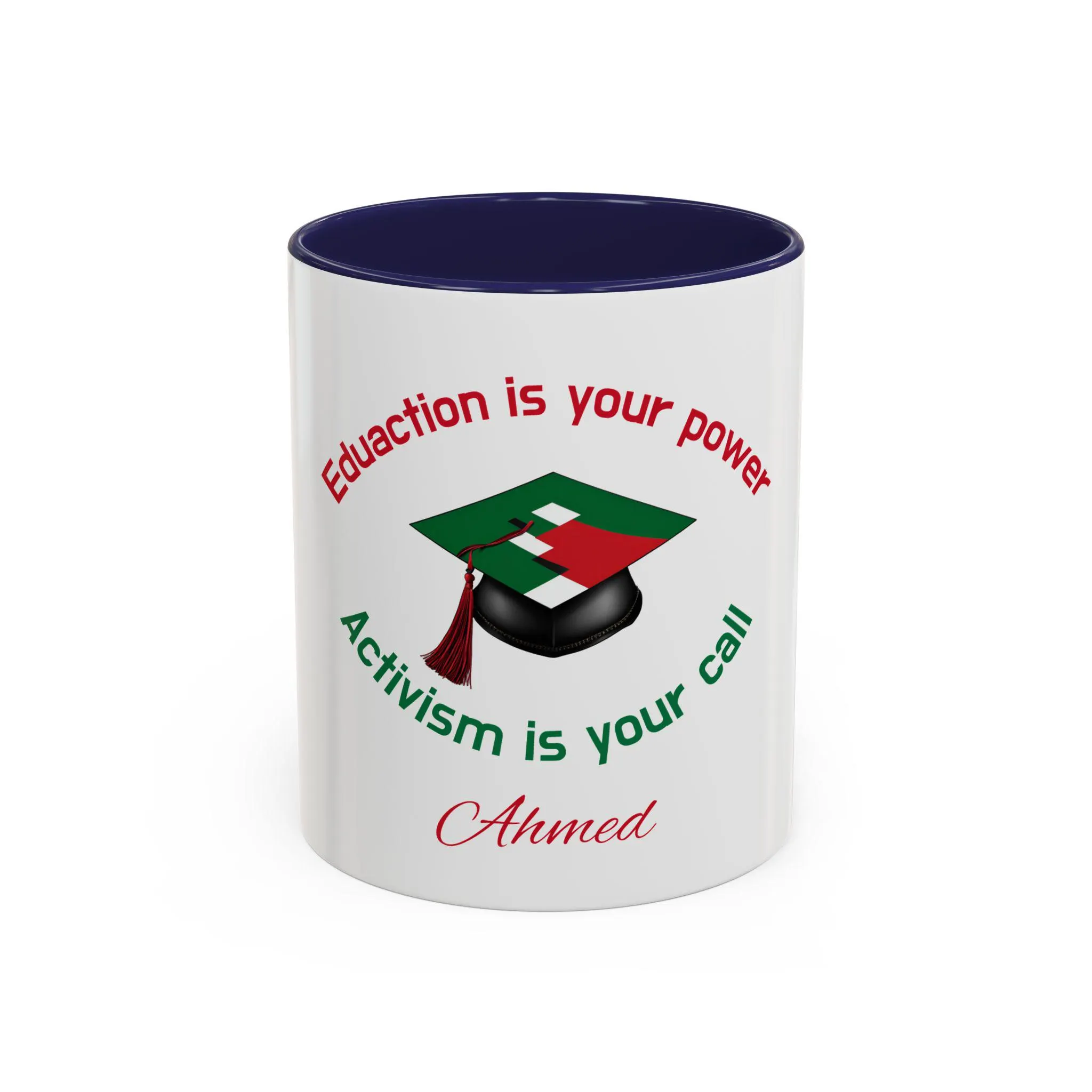 Personalized Graduation Palestinian Flag Coffee Mug, Empowering Gift, Proud Palestinian Graduates, Gas Activist Happy Grad, Graduation Cap - image 3