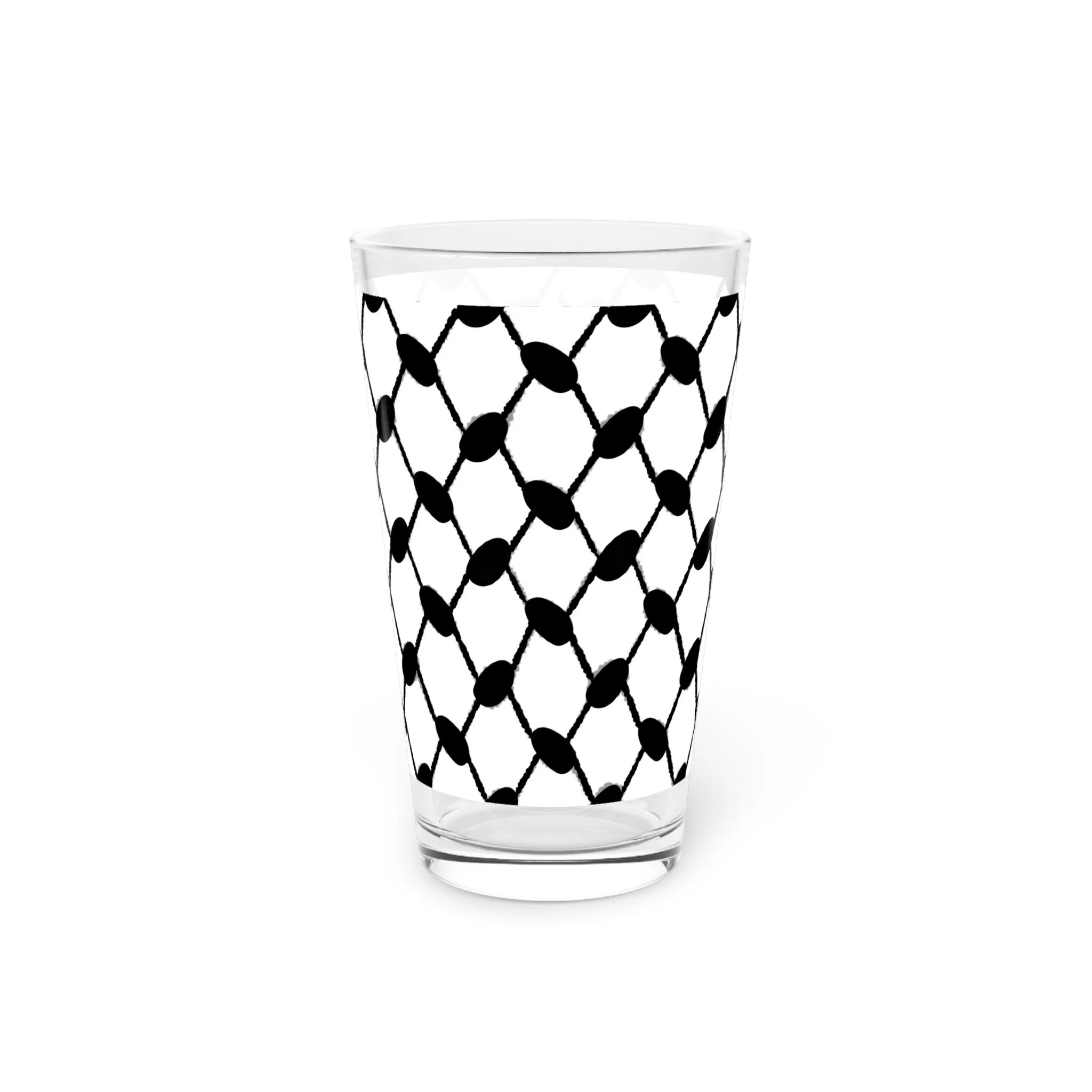 Keffiyeh Style Pint Glass, Support Gaza, Activist Gift, Middle East Drinkware, Resist, Islamic Home Decor, Human Rights Kufiya Glassware