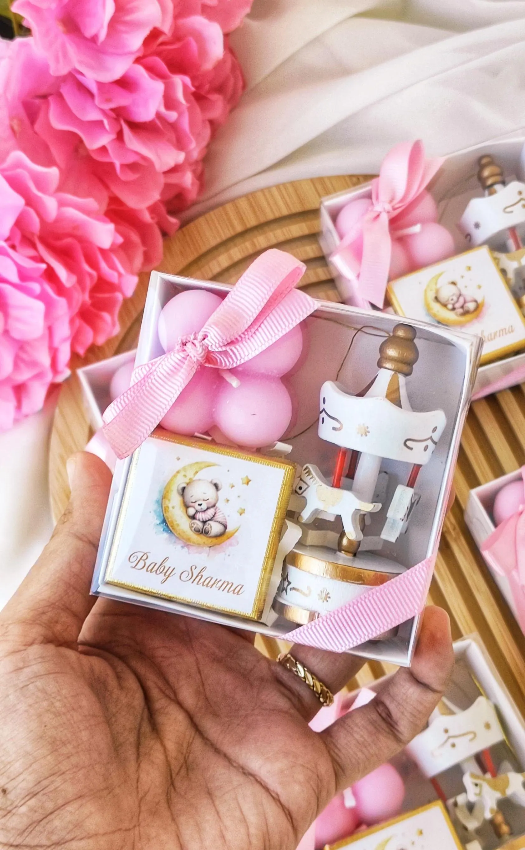 Custom Baby Shower Favors for Girl, Baptism Candle And Chocolate