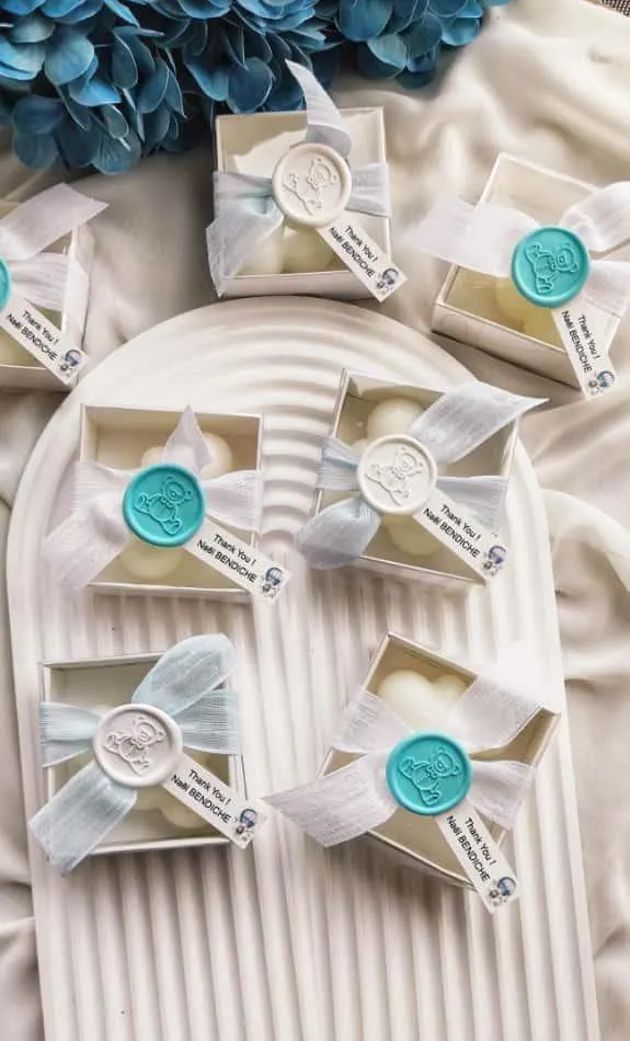 Personalized Cloud Candle Favors: Scented Peony, Baptism, Christening Candle - image 4