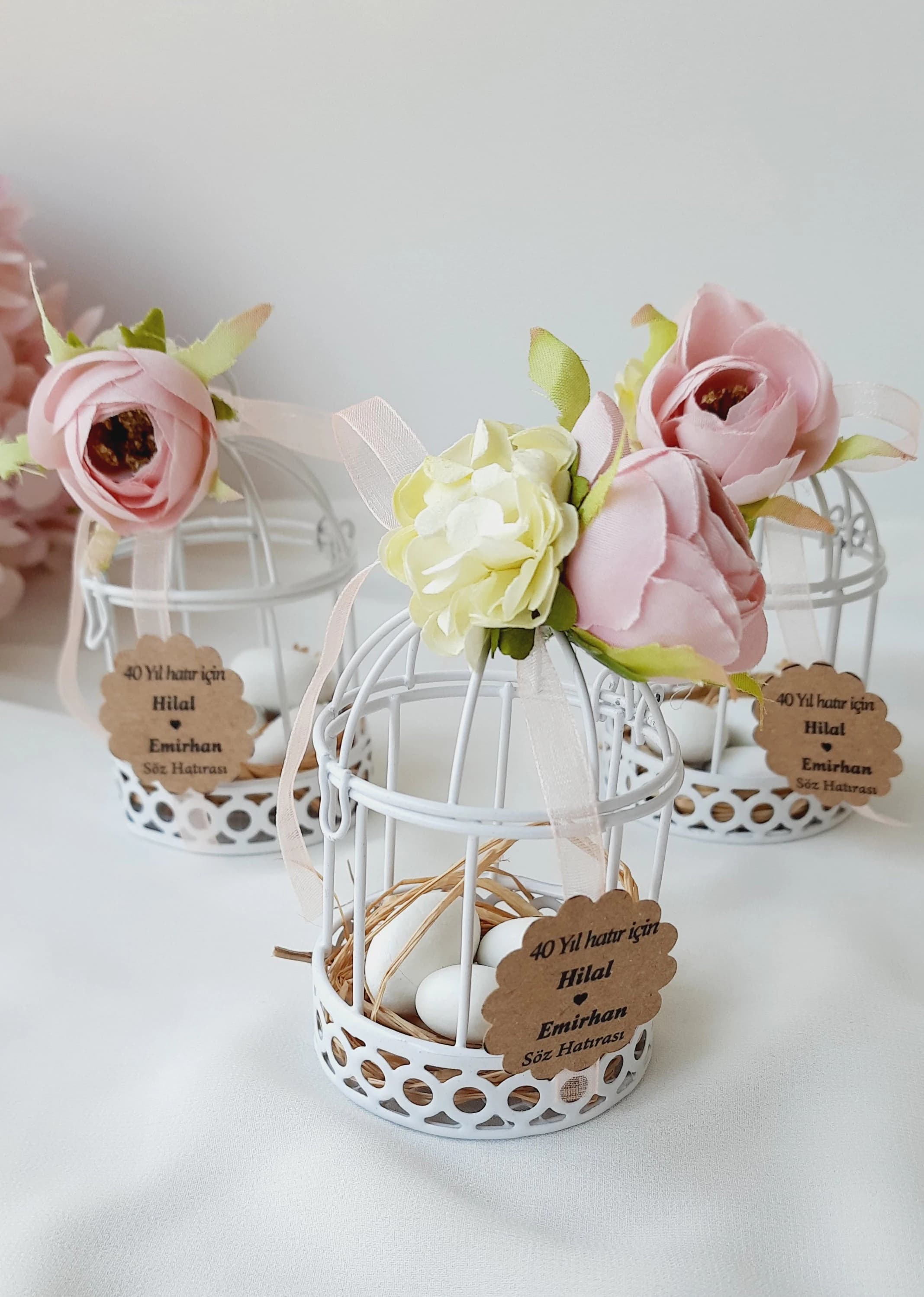 Personalized Bird Cage Favor Box, Rustic Wedding Candy, Elegant Gift - image 5