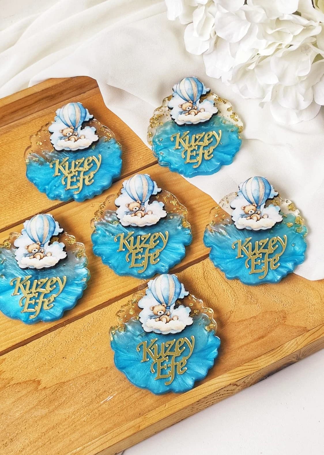 Personalized Gifts, Boho Baby Boy Birthday Favors, Custom Epoxy Magnet Gift