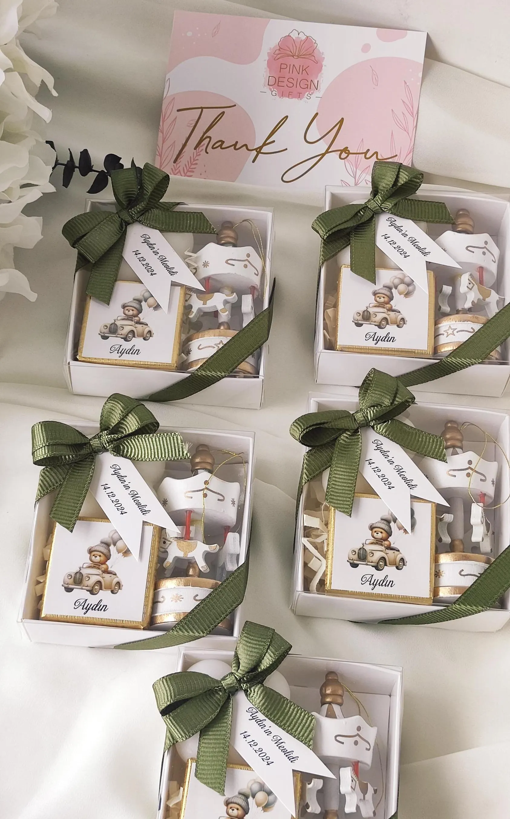 Carousel Baby Shower Favor, Personalized Christening Candle and Chocolate Gift - image 5