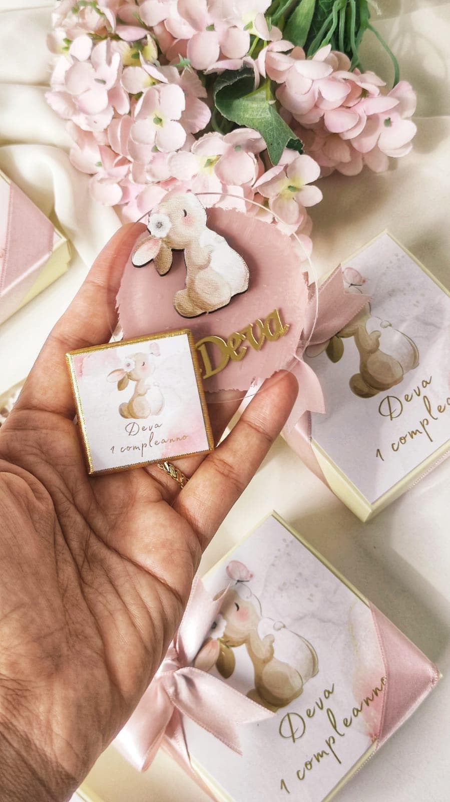 Rabbit concept gifts, baby shower chocolate favors, rabbit baby birthday party favors, personalized magnets, bunny baby shower favor,baptism