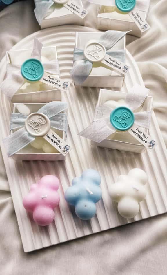 Personalized Cloud Candle Favors: Scented Peony, Baptism, Christening Candle - image 3