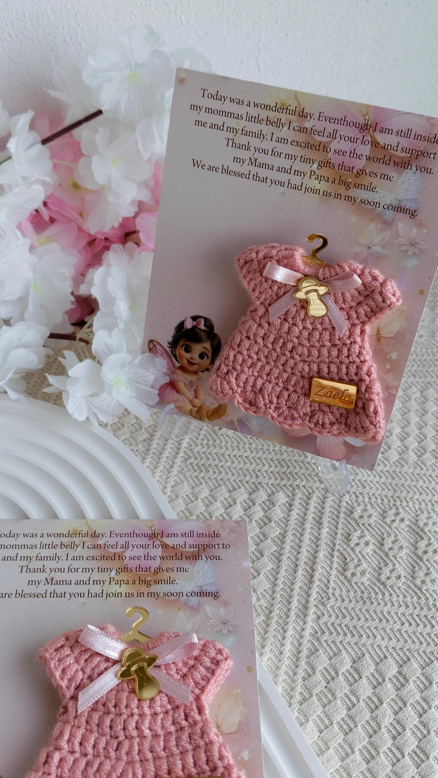Crocheted Baby Dress Magnets, Personalized Shower Favors, Custom Color Party Favors, Baptism Keepsake - image 3