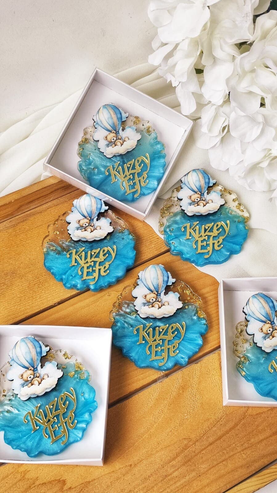 Teddy Bear Epoxy Magnet, Baby Shower Christening Favor - image 5
