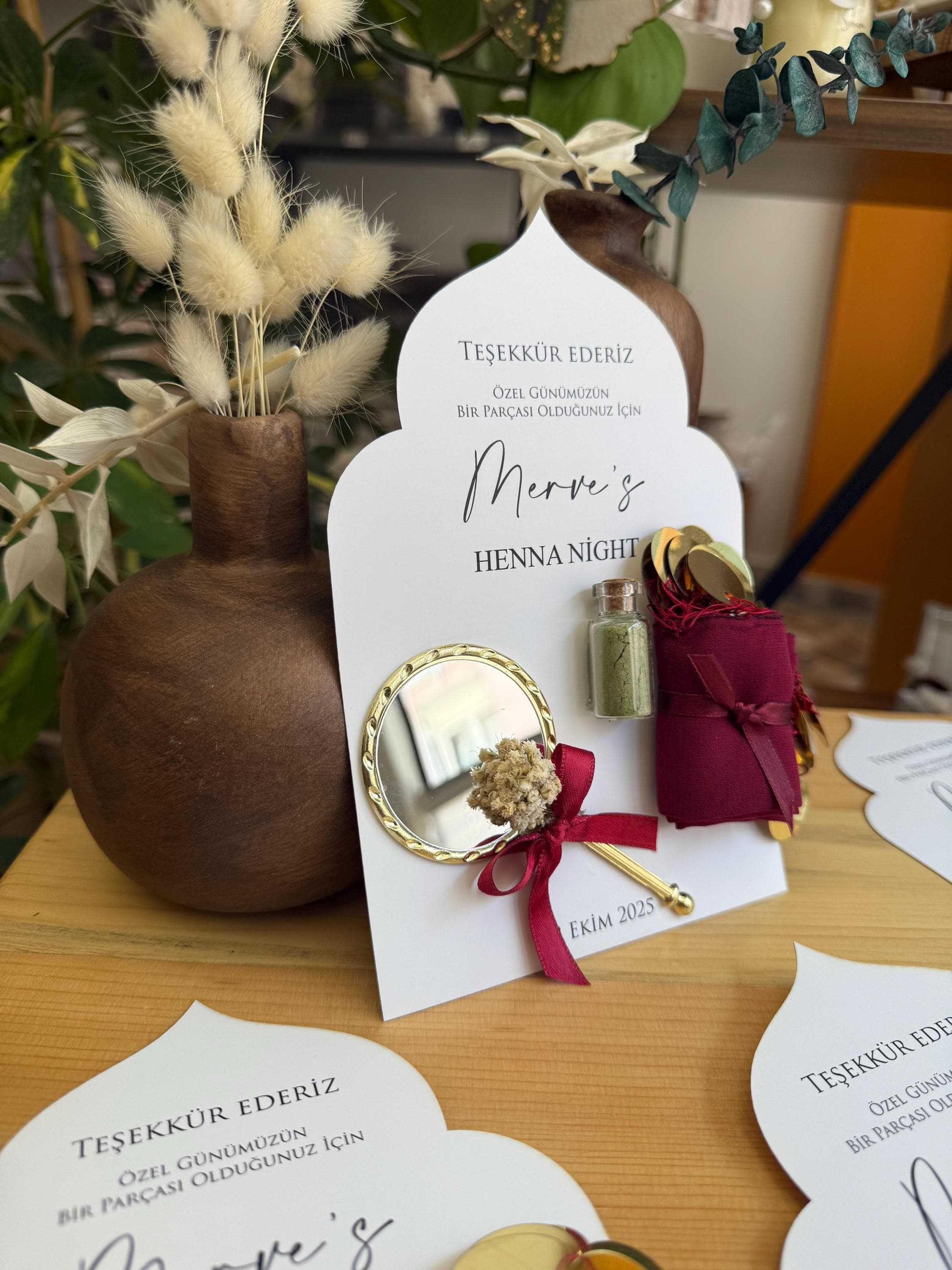 Personalized Henna Party Favor: Glass Tube, Mirror & Wipe - Bridal Gift - image 3