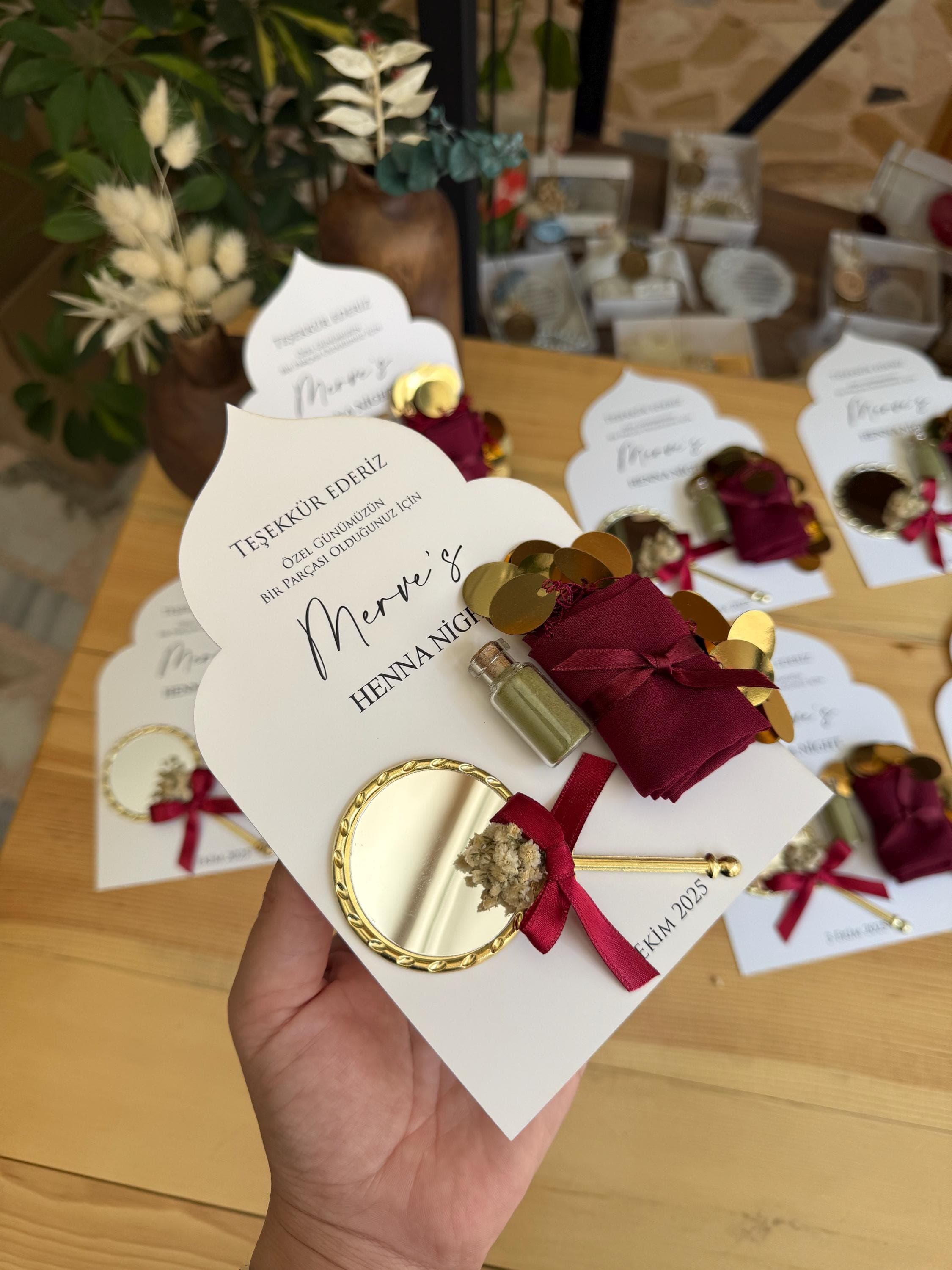 Personalized Henna Party Favor: Glass Tube, Mirror & Wipe - Bridal Gift - image 5