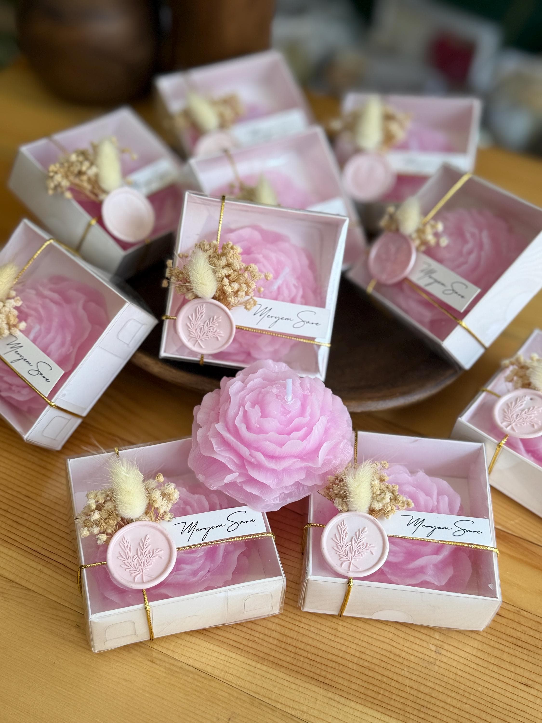 Personalized Scented Peony Candle Favors: Baby Shower, Christening