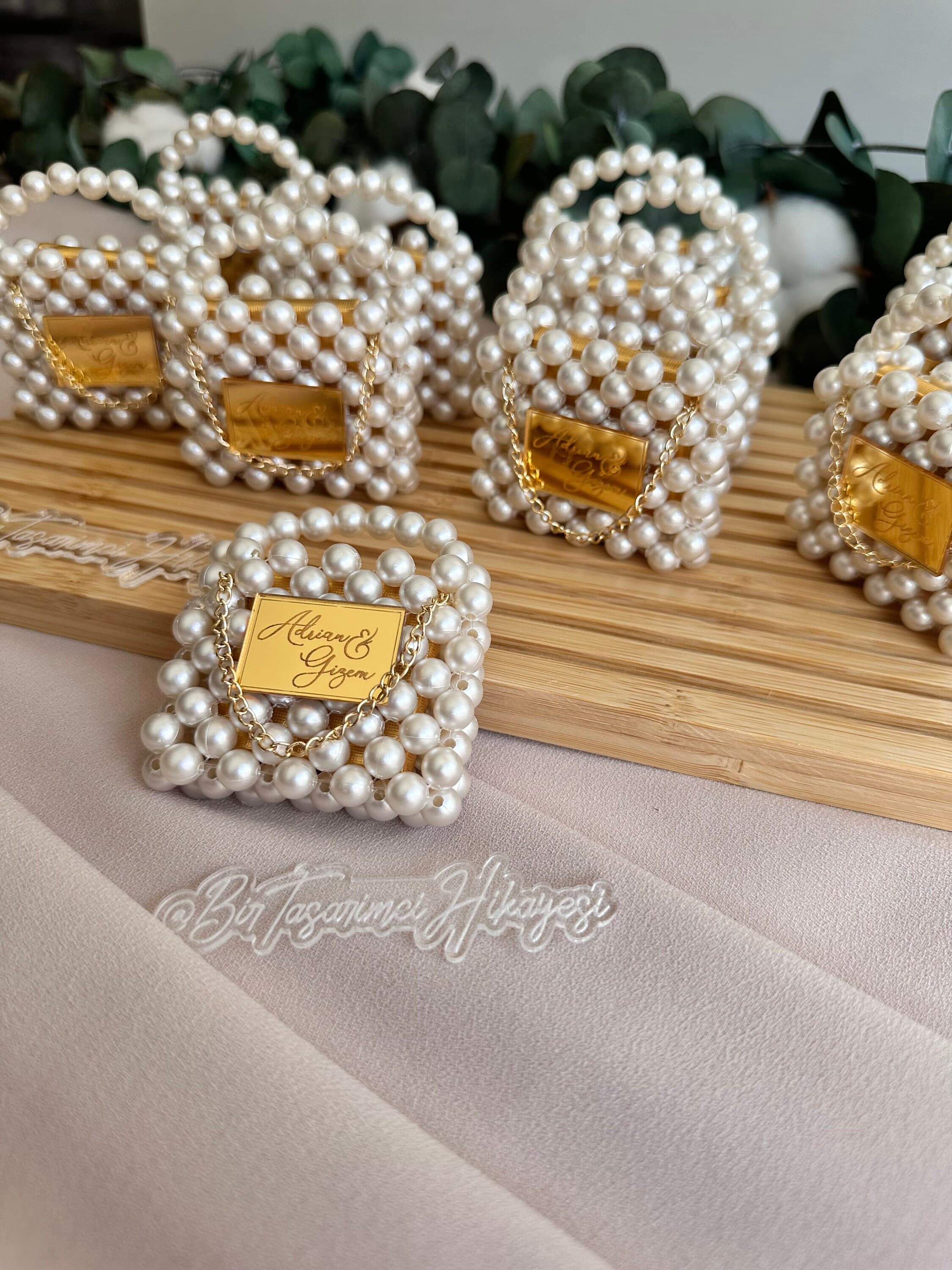 Mini Pearl Bag: Personalized Wedding Favor, Bridal Shower Gift - image 5
