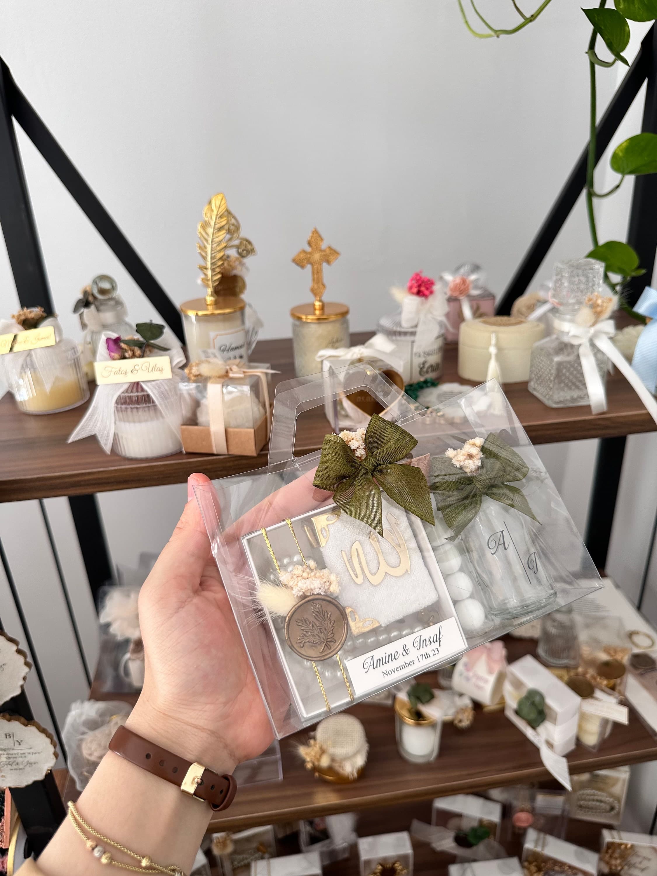 Islamic Wedding Favor Set: Mini Quran, Cologne, Candy, Gift Bag