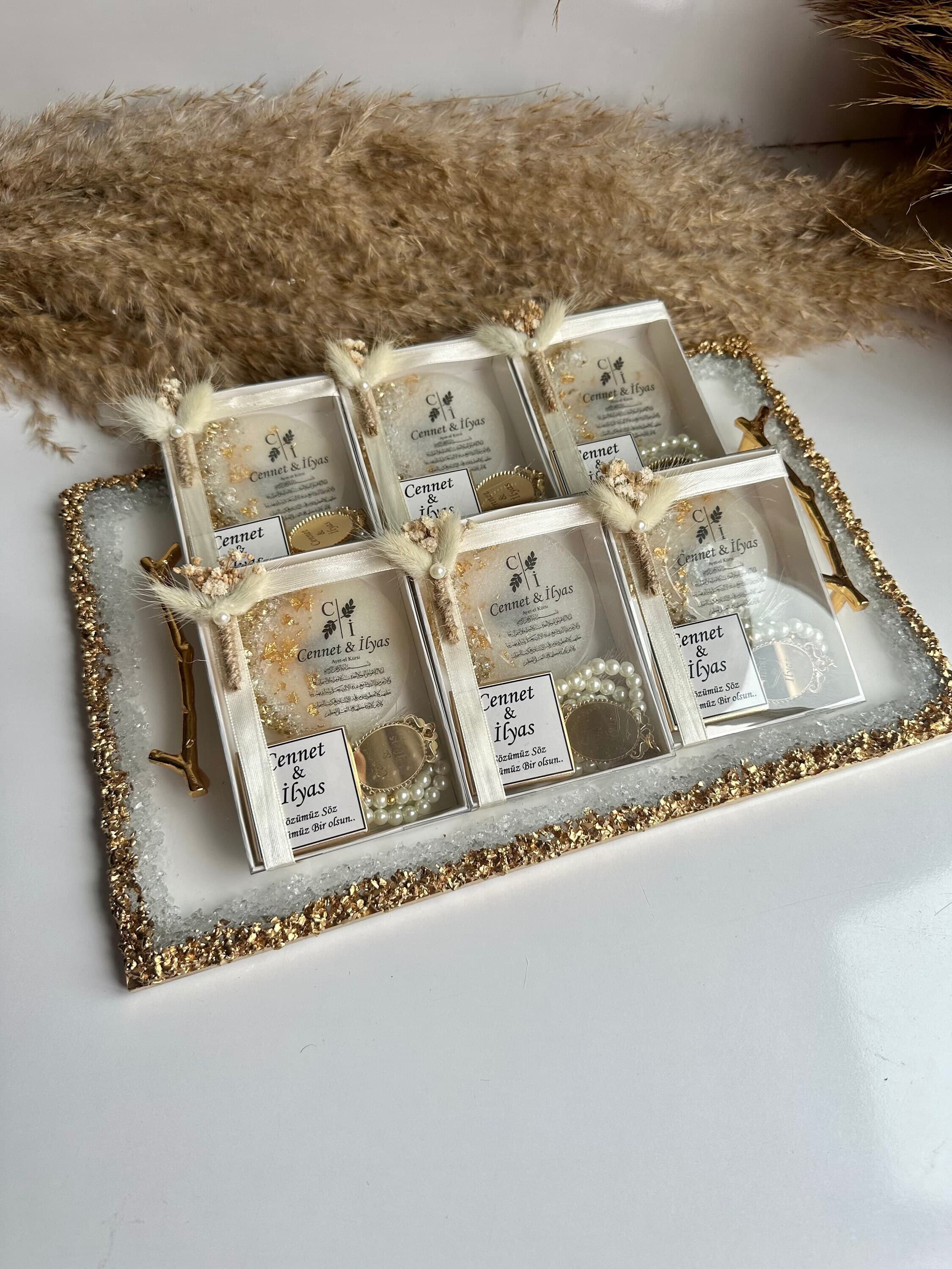 Personalized Islamic Gift Set: Pearl Rosary, Magnet Souvenir, Gift Box