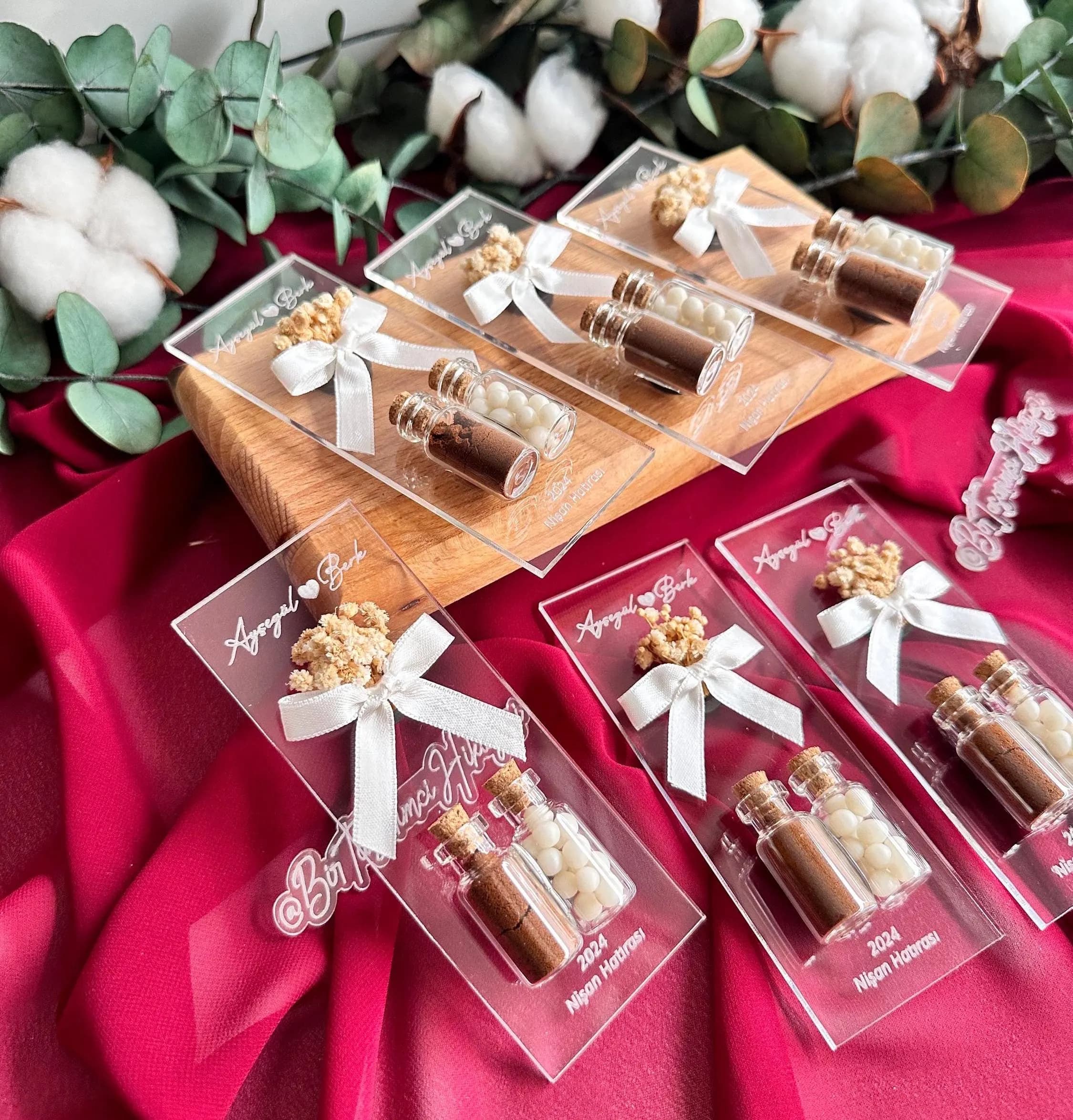 Personalized Clear Acrylic Magnet: Wedding Favor with Almond Candy