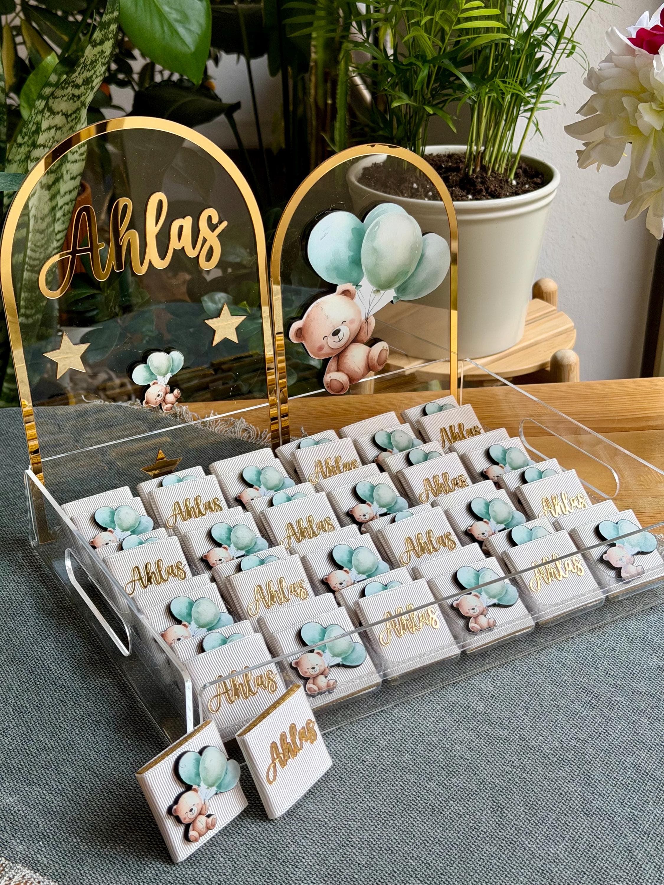 Personalized Teddy Bear Chocolate Favors: Blue Baby Shower, Birthday Gifts - image 5