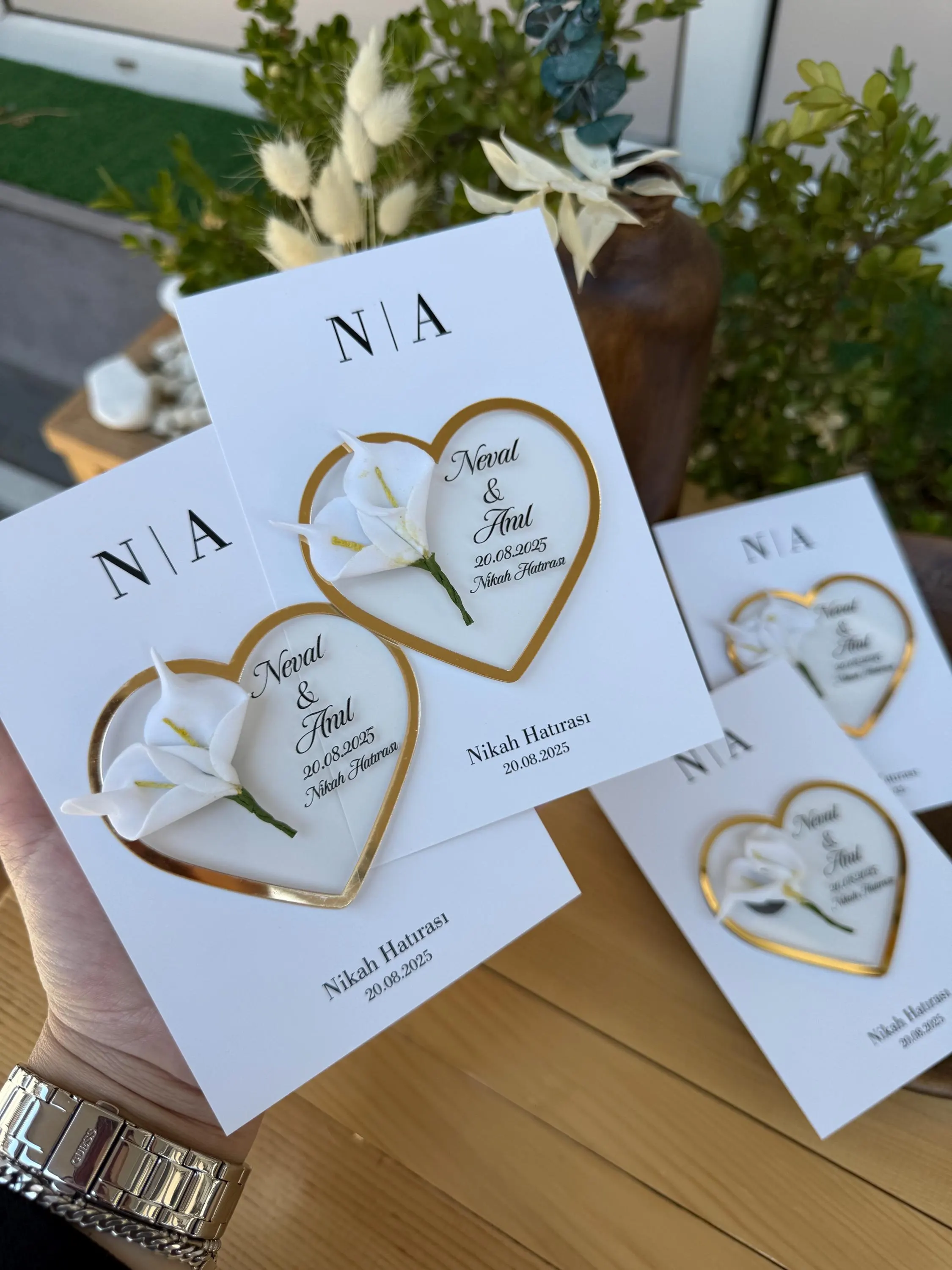 Personalized Clear Acrylic Heart Wedding Magnet: Calla Lily Favor - image 4