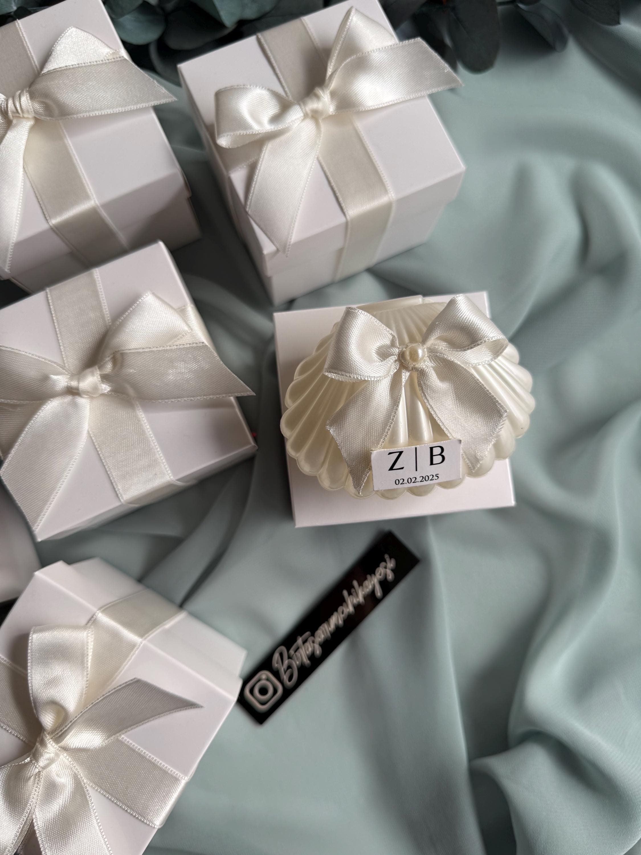 Pearl Oyster Shell Candle Favor, Handmade Wedding Gift - image 4