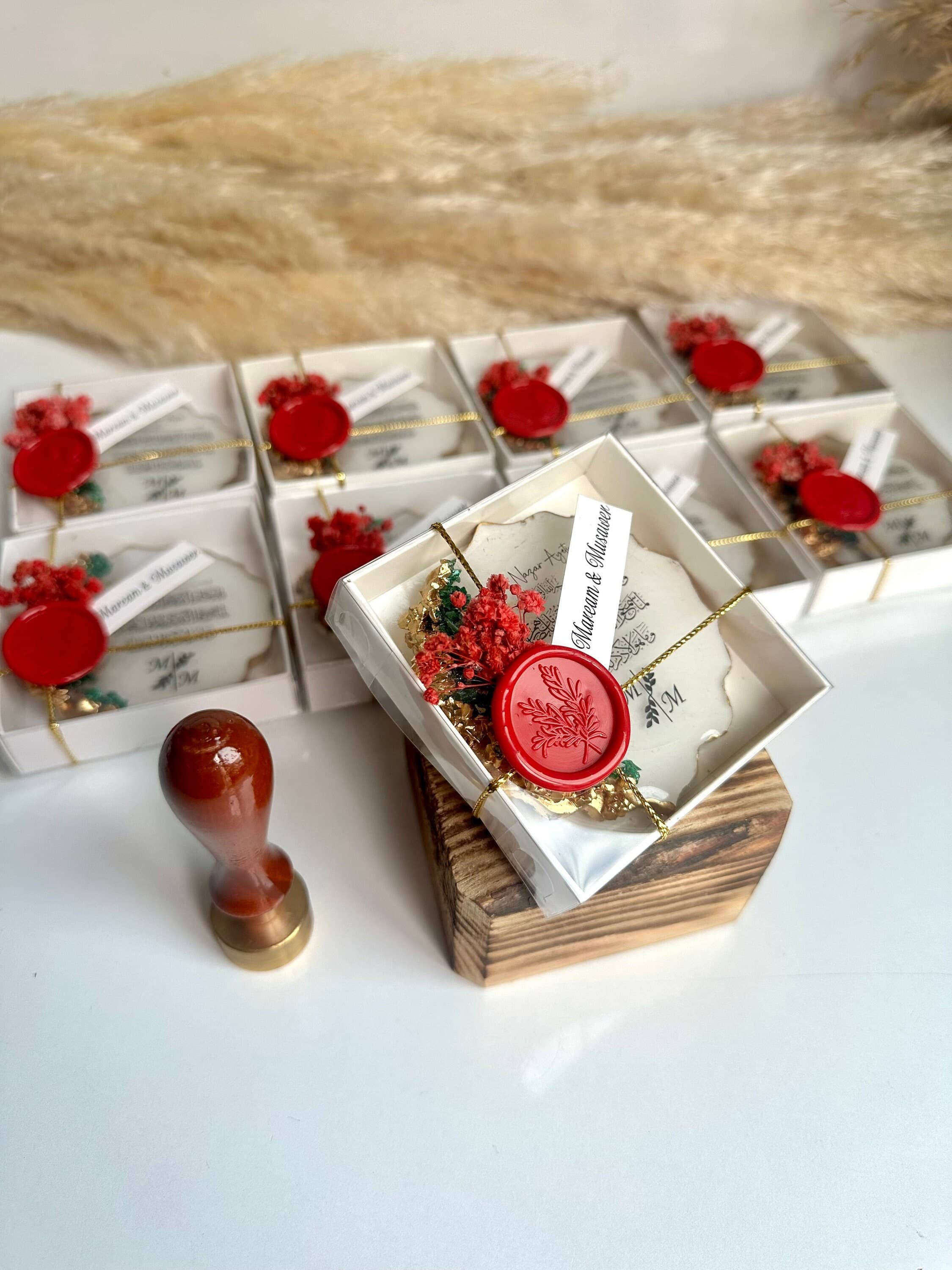 Personalized Wedding Favor Magnet: Epoxy Resin, Natural Stone, Bulk Bridal Shower Gift