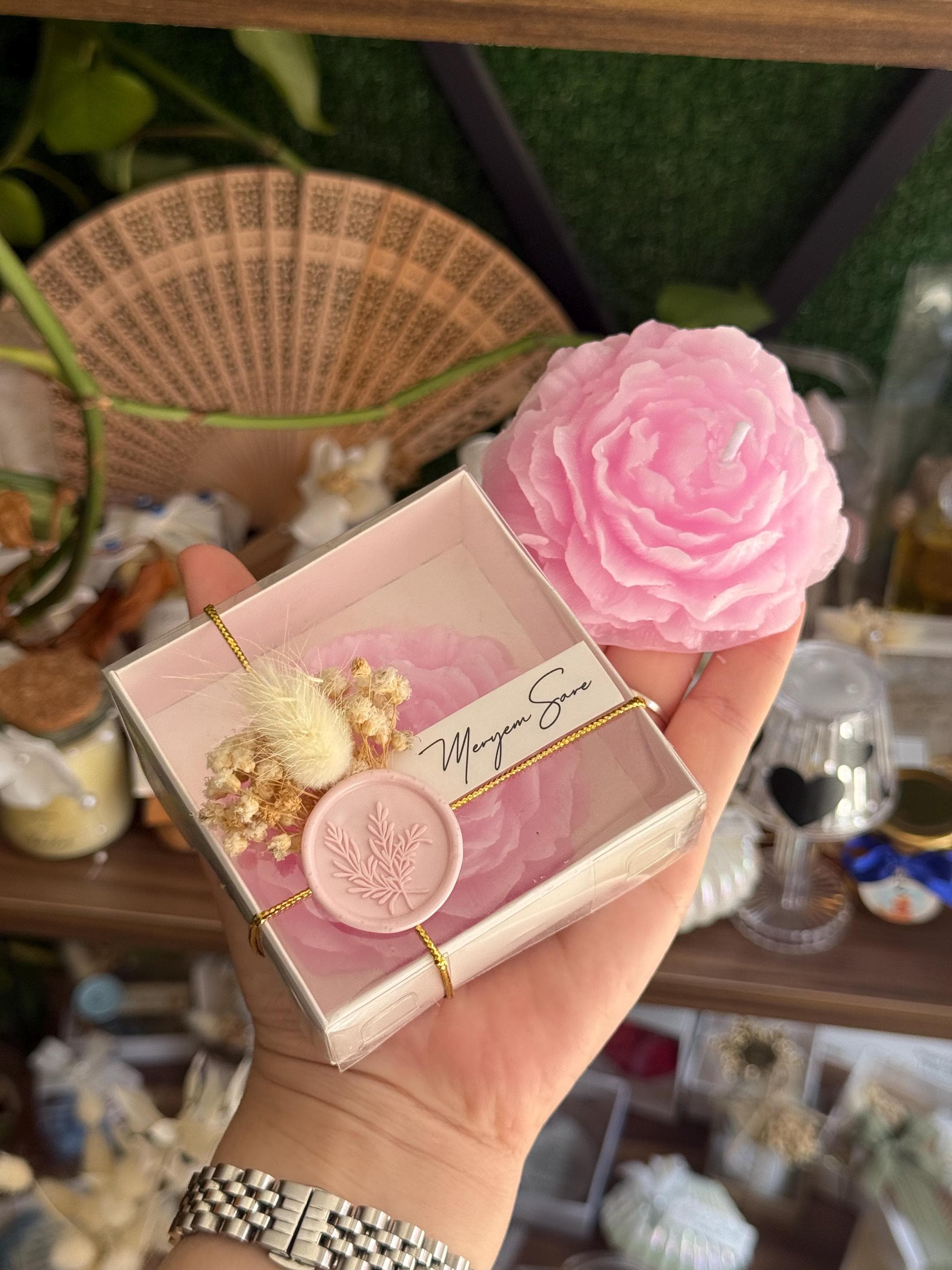 Personalized Scented Peony Candle Favors: Baby Shower, Christening - image 5