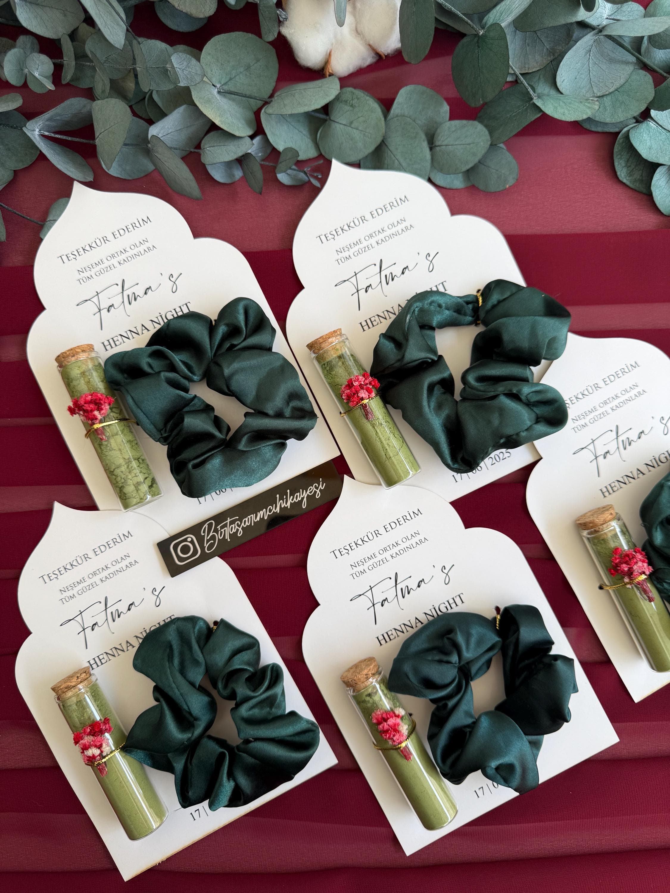 Personalized Henna Favor: Glass Tube, Hair Clip, Bridal Shower Gift - image 5
