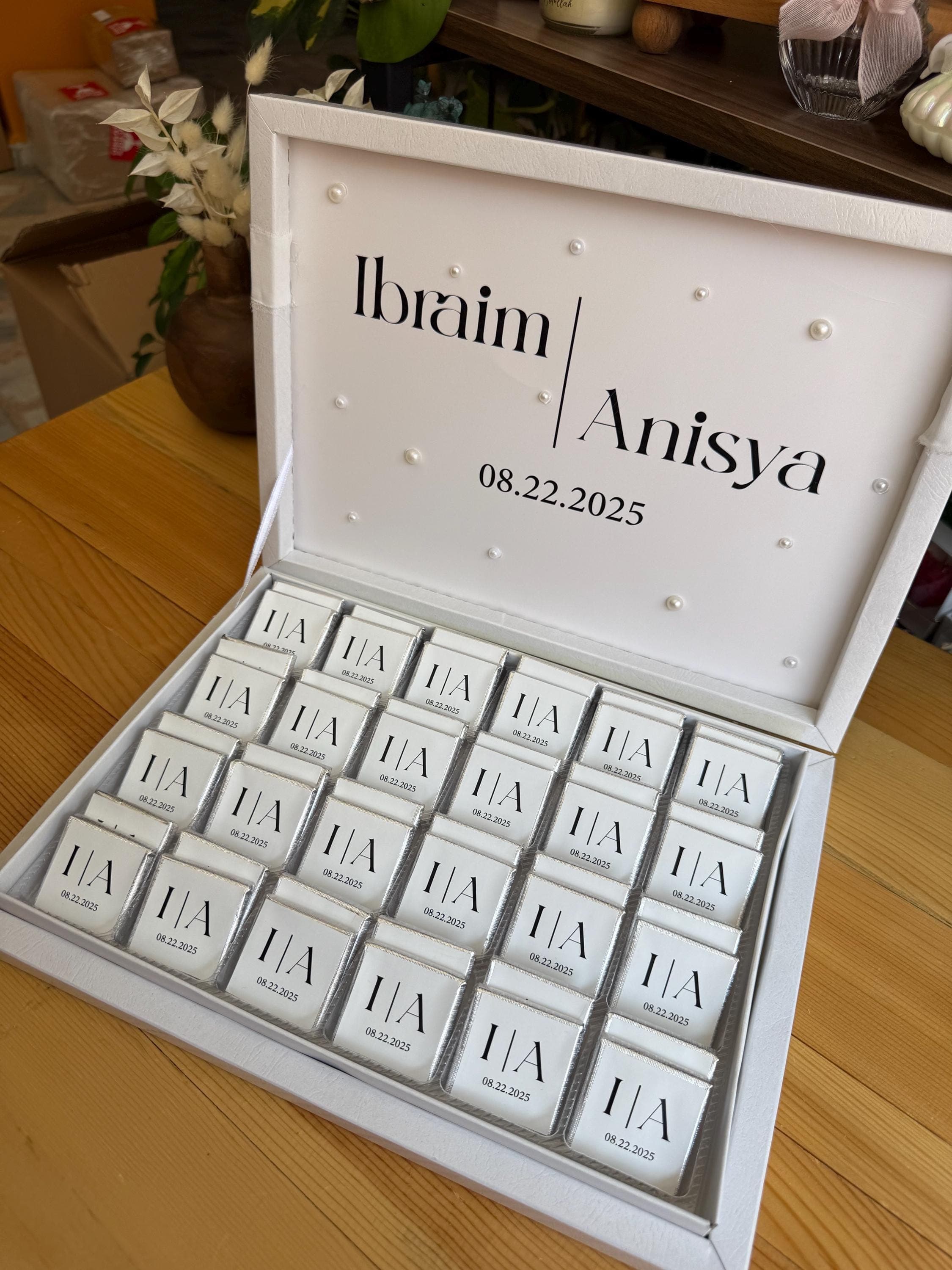 Pearl Decorated Chocolate Box: Wedding & Engagement Favors - image 3