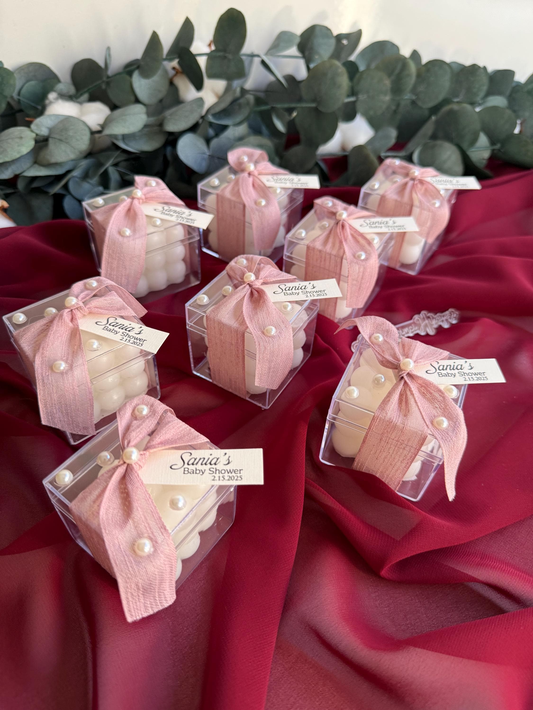 Pearl Decorated Bubble Candle: Boxed Wedding Favor Gift - image 5