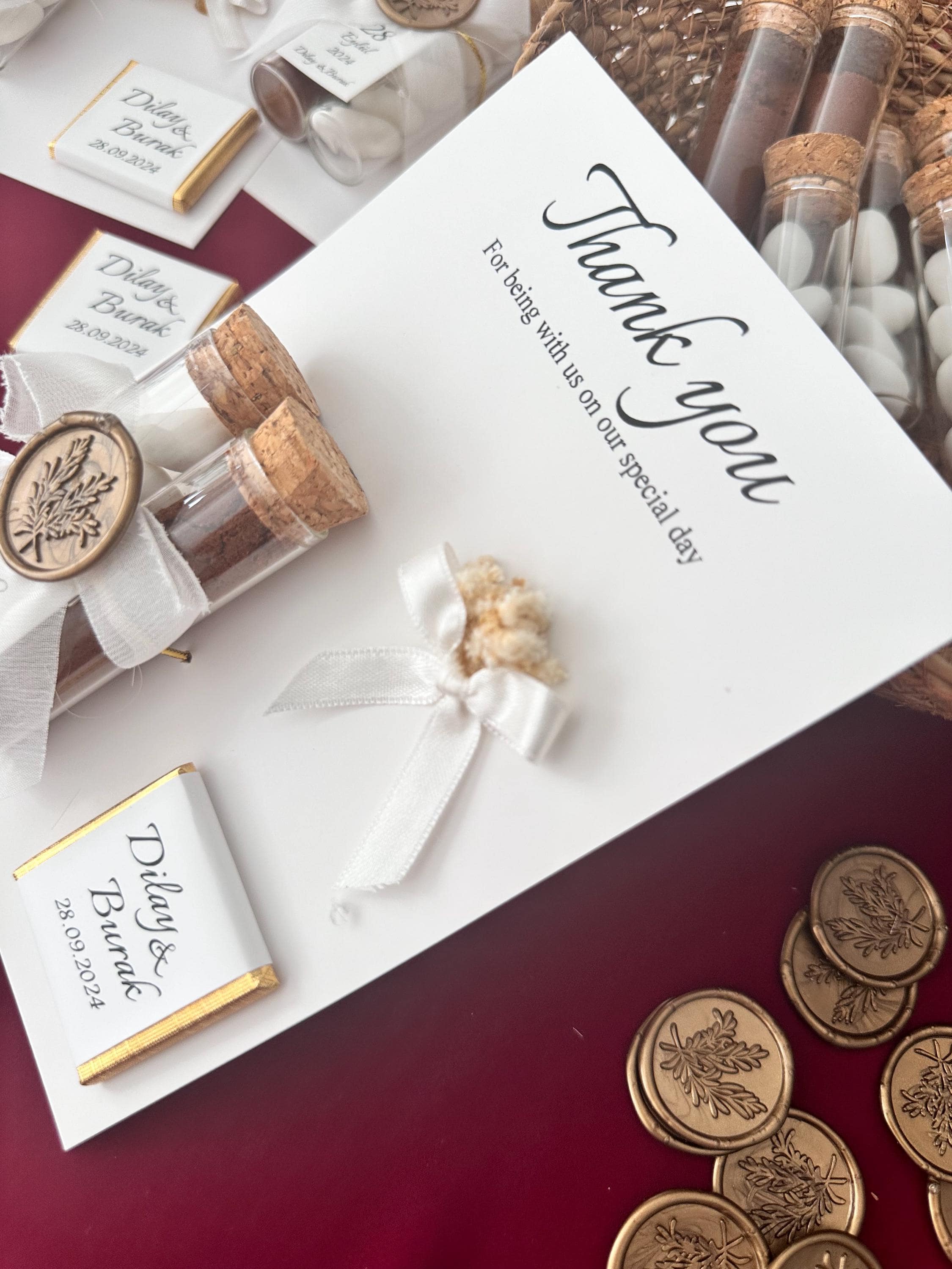 Personalized Engagement Favor: Chocolate, Coffee, Almond Candy with Card - image 4