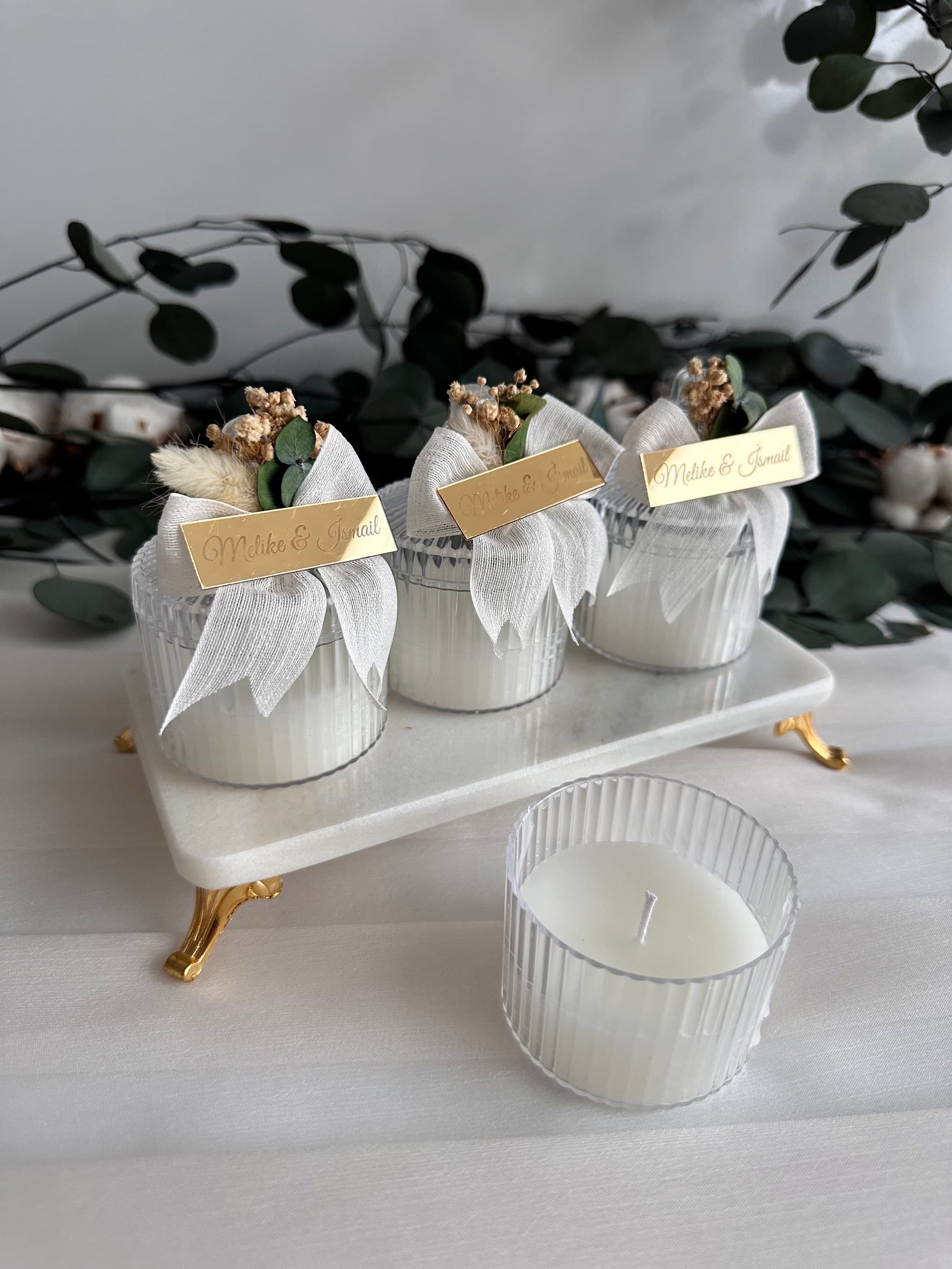 Personalized Wedding Candle Favors: Dried Flowers, Elegant Bulk Guest Gift - image 4