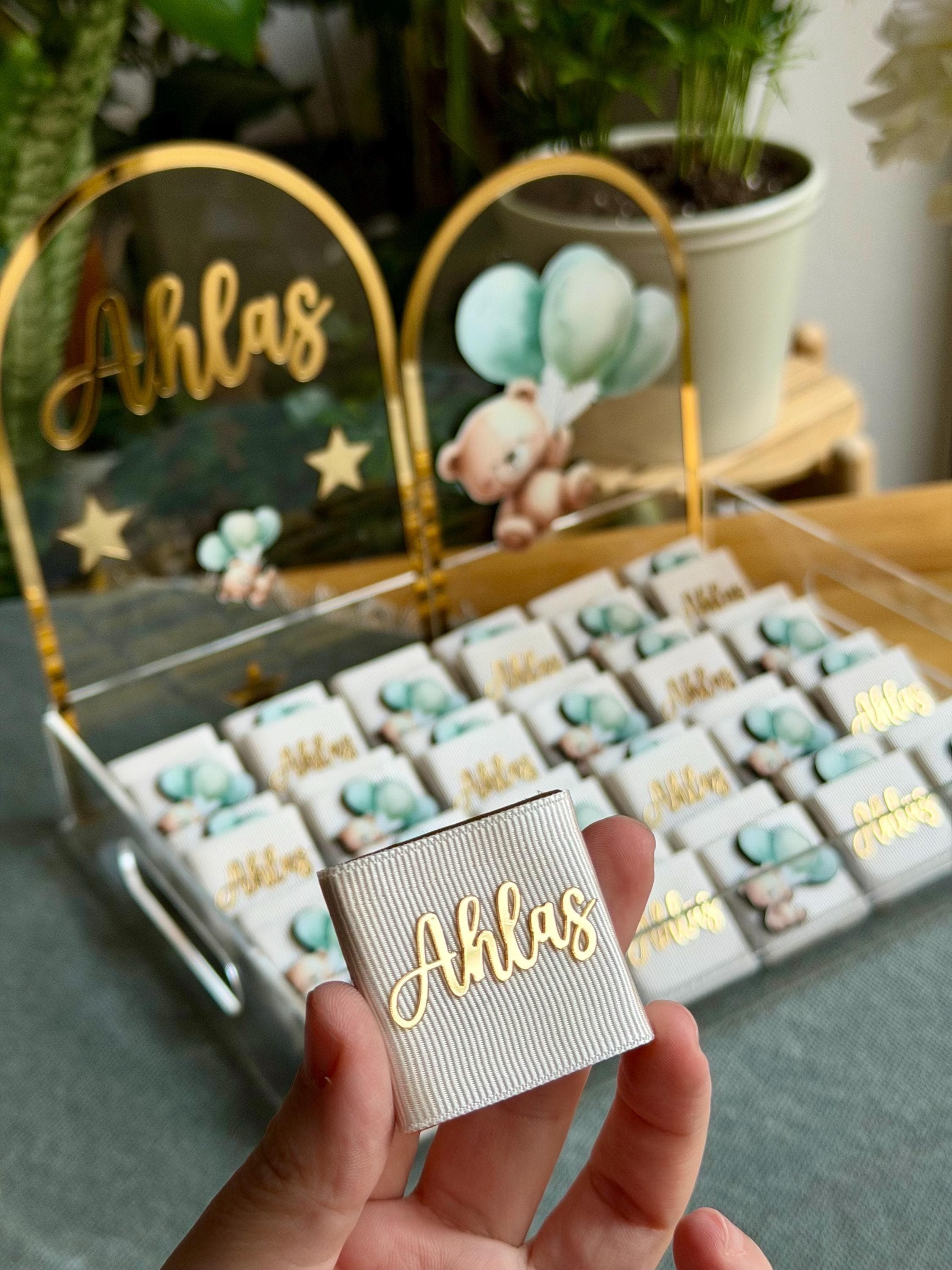 Personalized Teddy Bear Chocolate Favors: Blue Baby Shower, Birthday Gifts - image 4