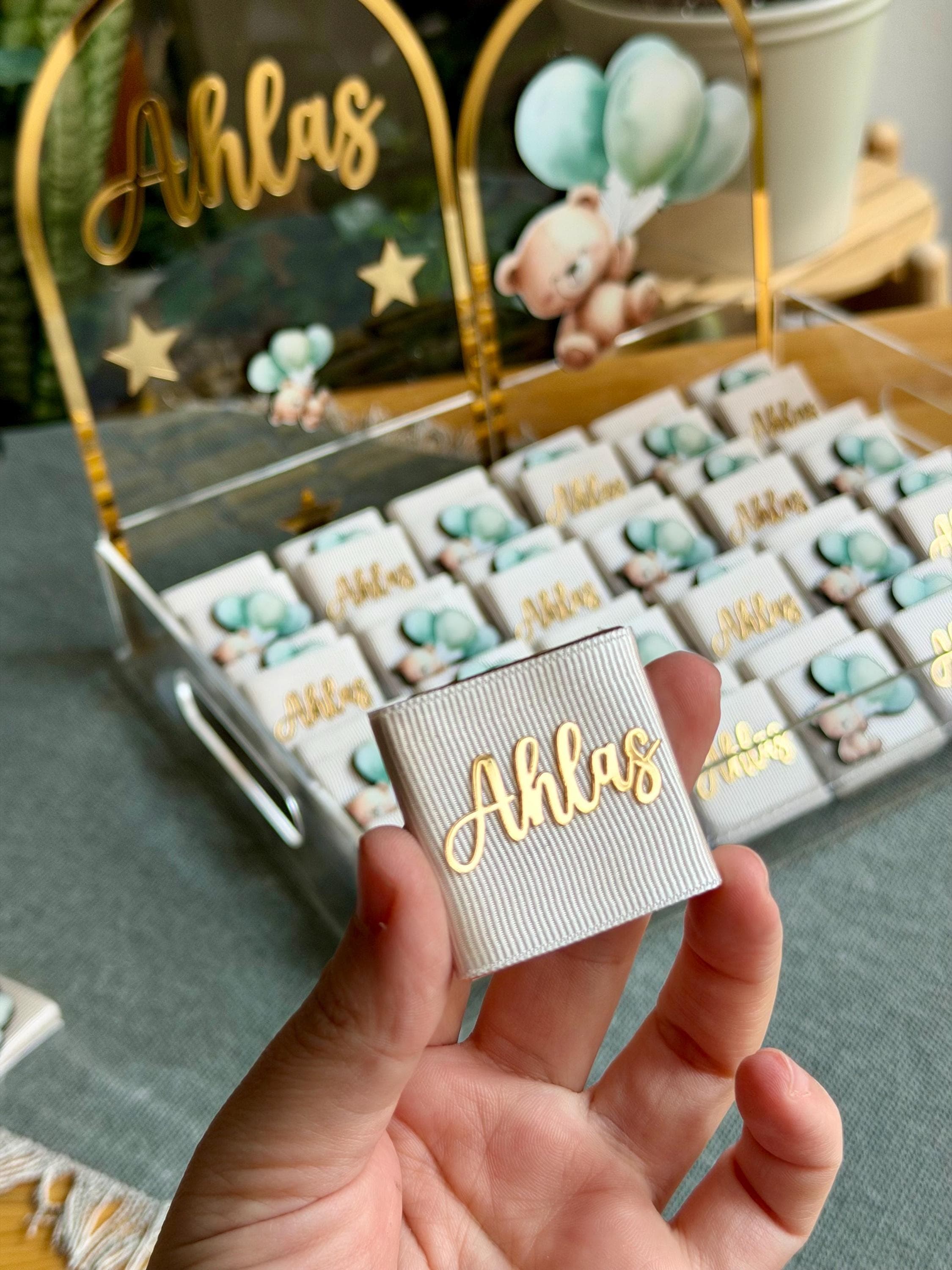 Personalized Teddy Bear Chocolate Favors: Blue Baby Shower, Birthday Gifts - image 3