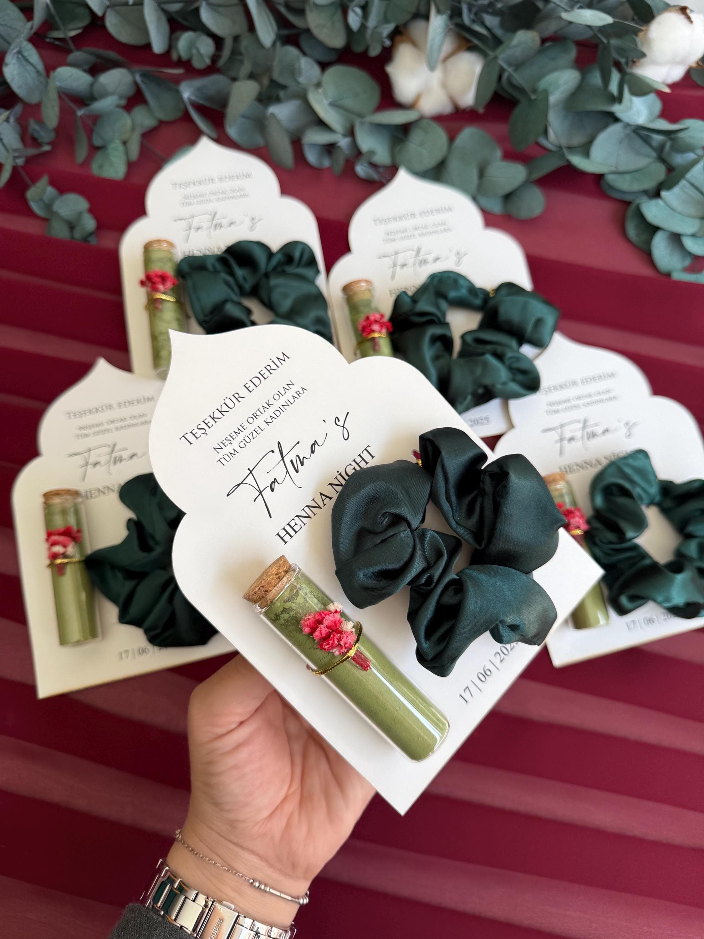 Personalized Henna Favor: Glass Tube, Hair Clip, Bridal Shower Gift - image 4