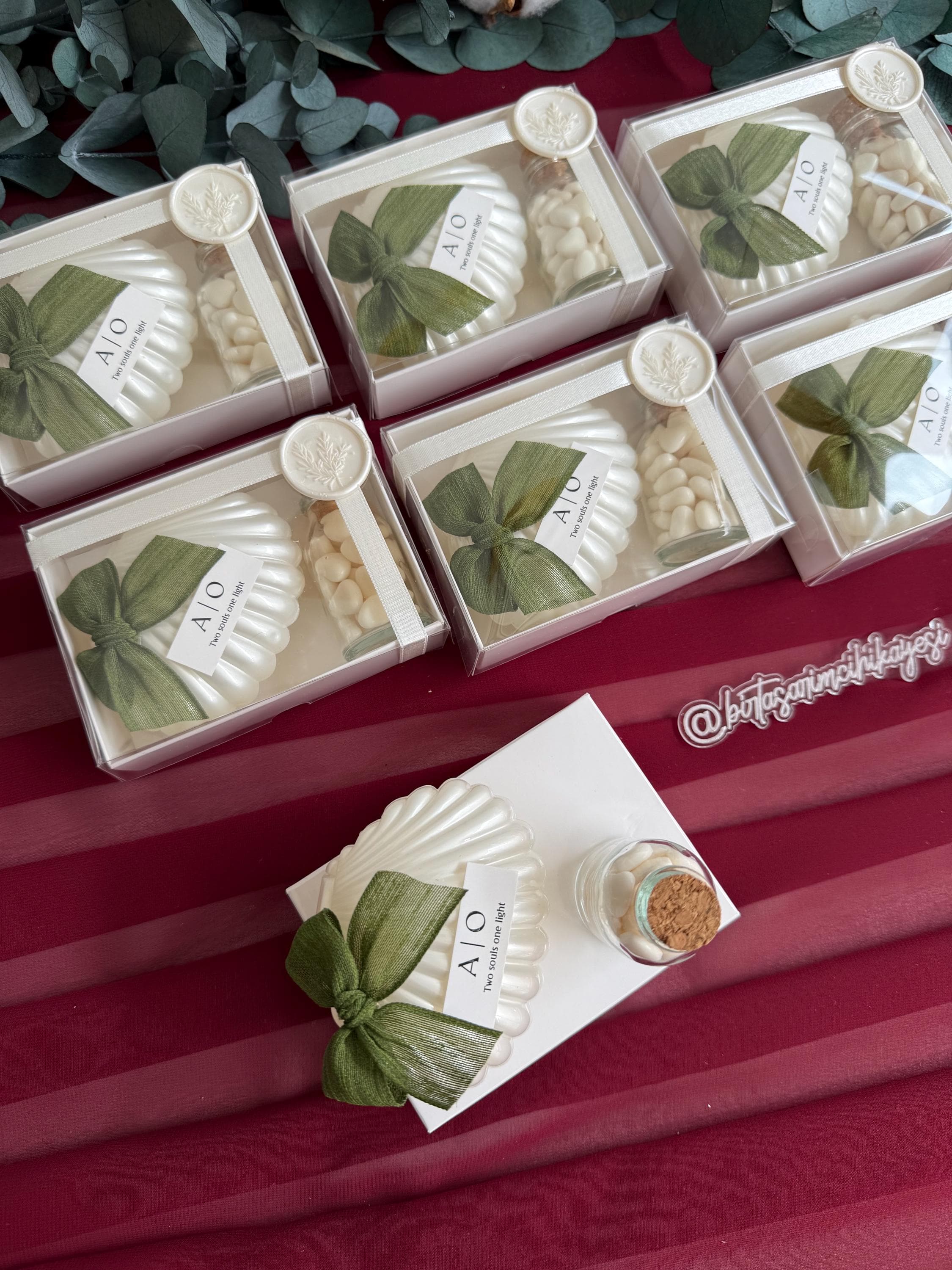 Oyster Shell Candle & Heart Candy Favor Box: Beach Wedding, Engagement gift candles - image 4