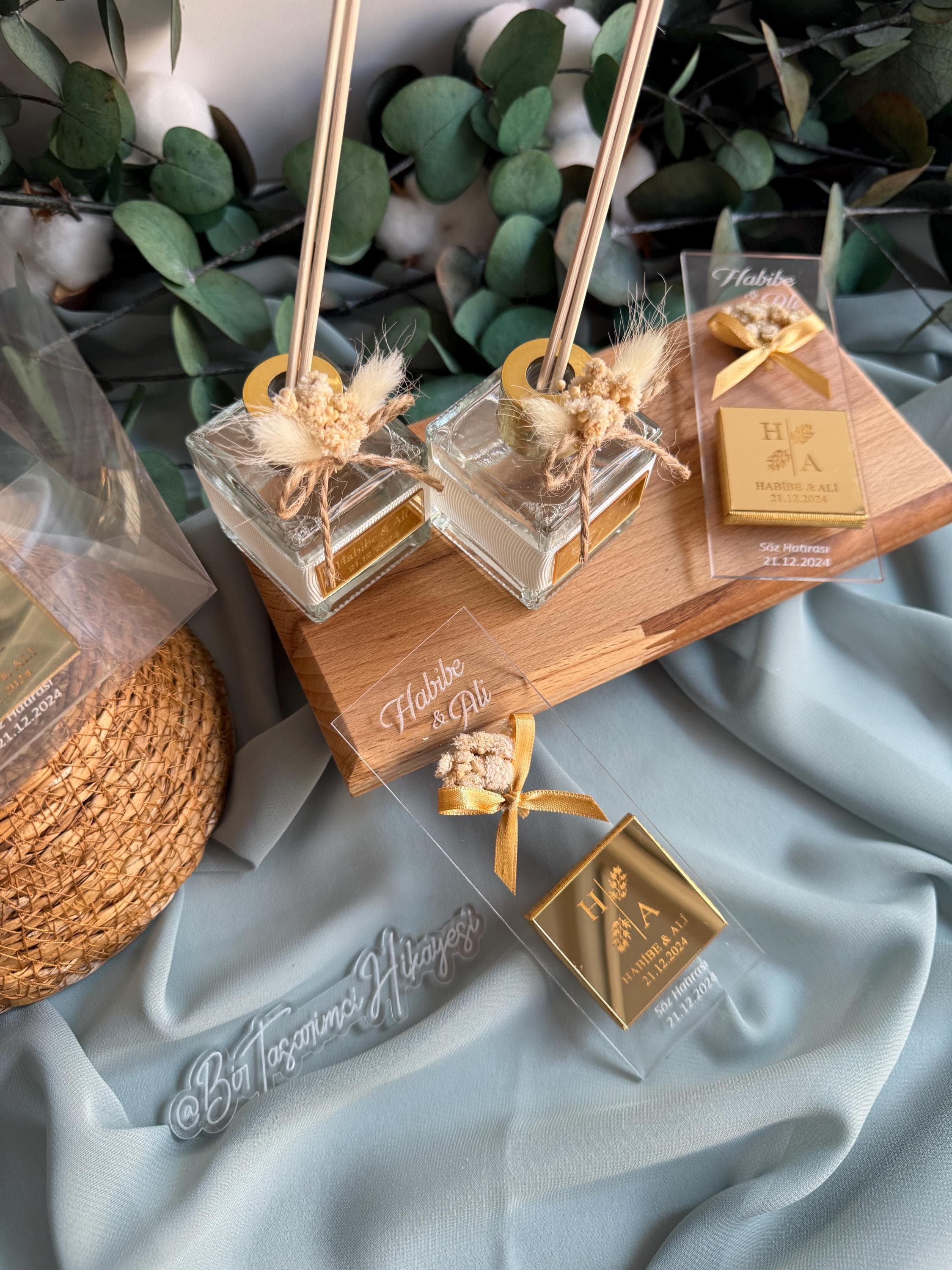 Personalized Wedding Favor Set: Room Fragrance Bottle, Chocolate Magnet - image 5
