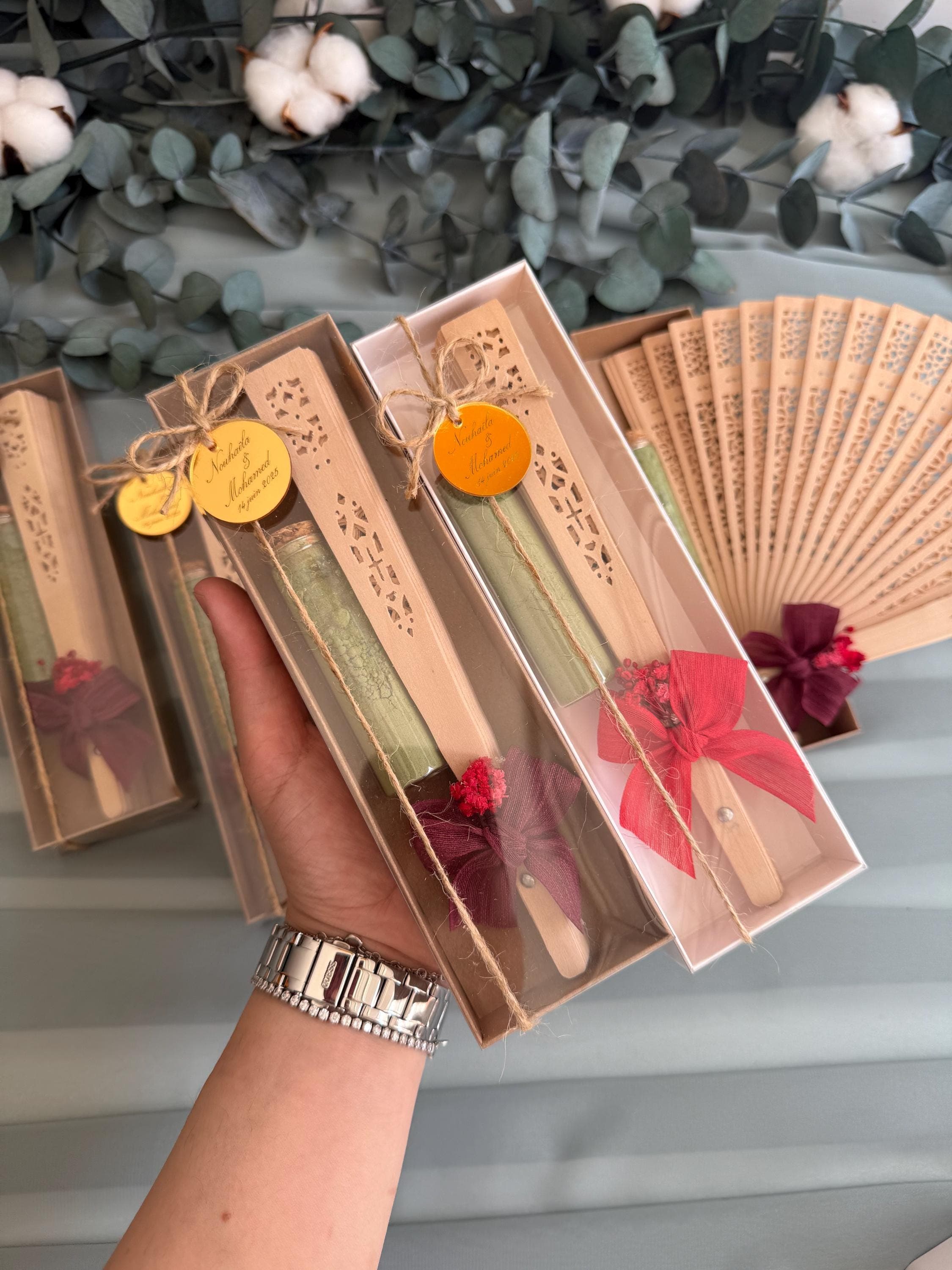 Henna Bottle & Fan Gift Set: Bridal Shower, Wedding Favors - image 3