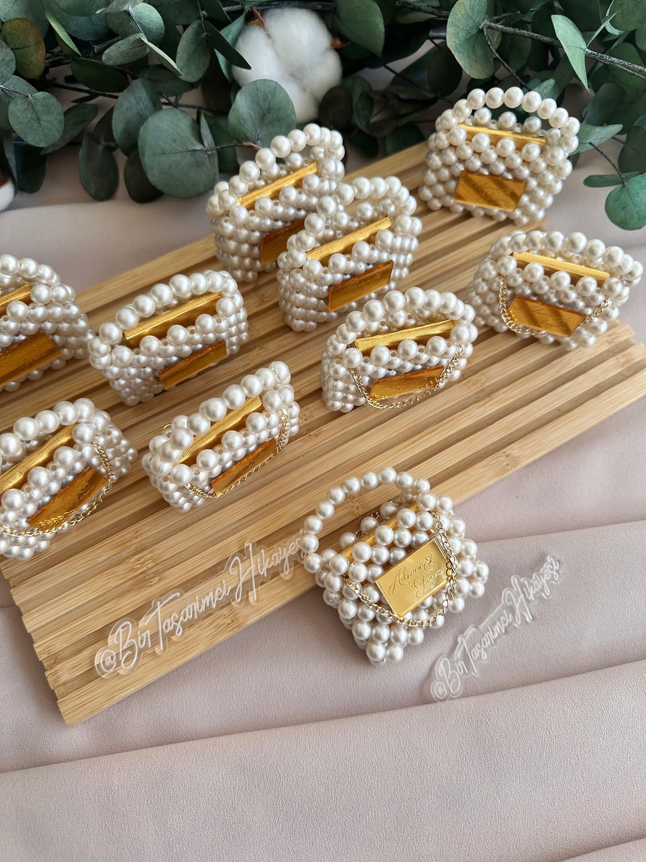 Mini Pearl Bag: Personalized Wedding Favor, Bridal Shower Gift - image 3