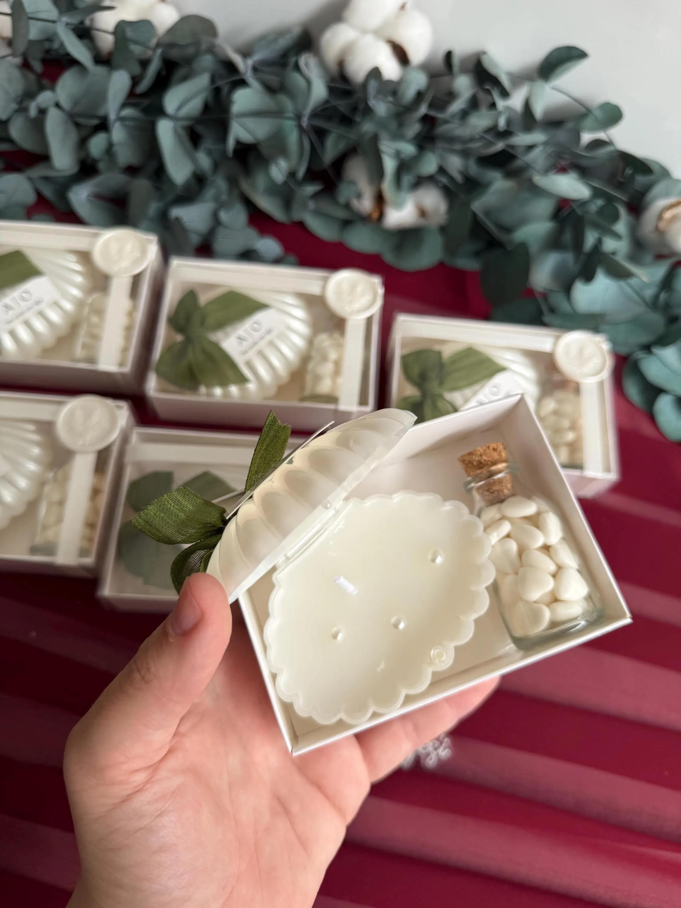 Oyster Shell Candle & Heart Candy Favor Box: Beach Wedding, Engagement gift candles - image 3