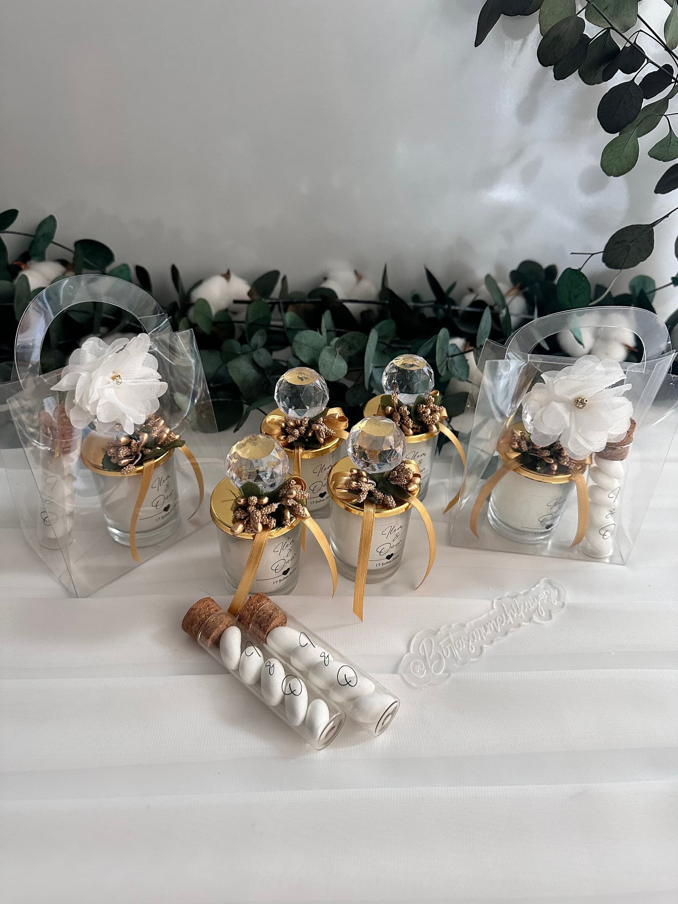 Crystal Candle & Candy Wedding Favor Set