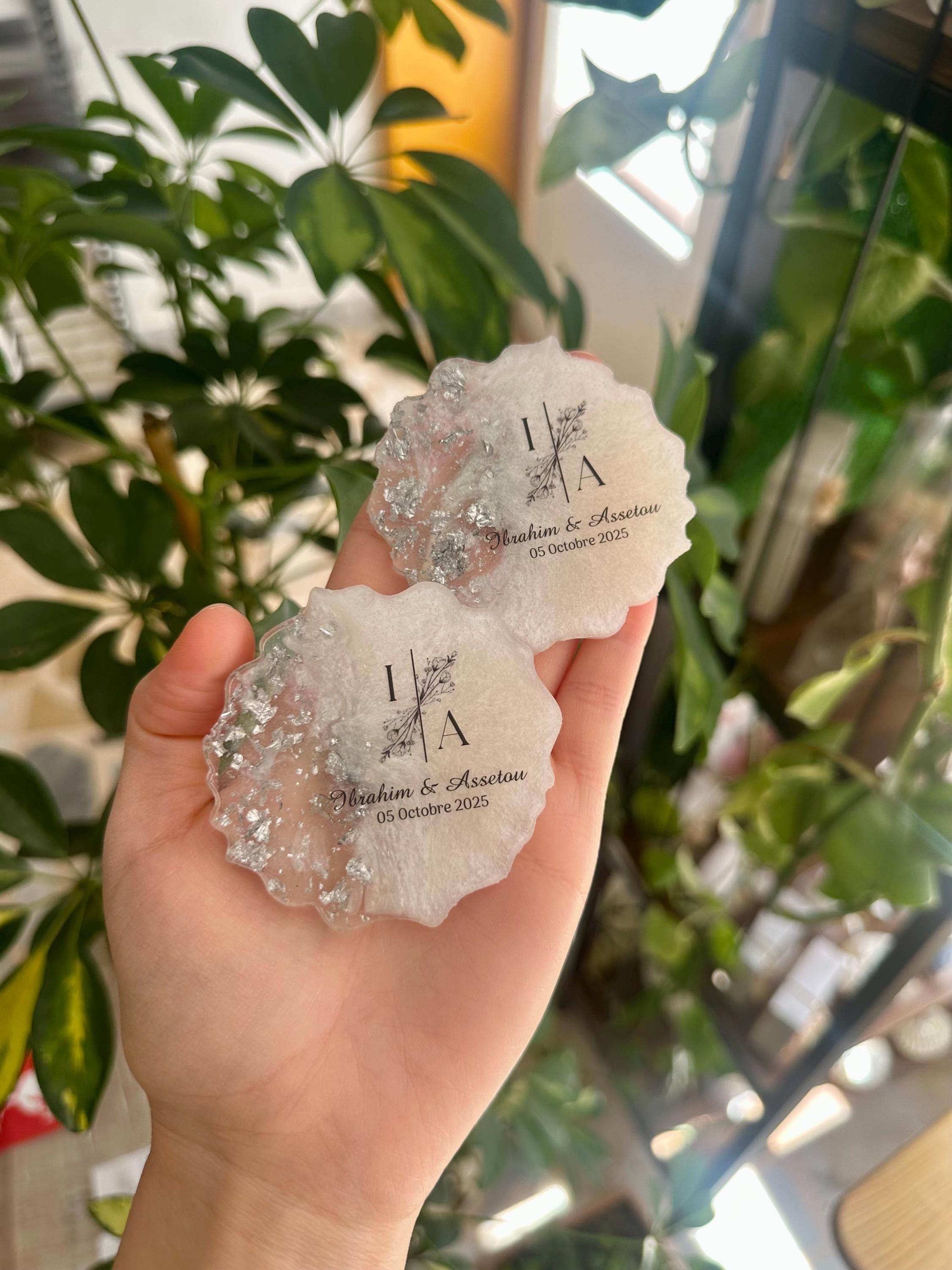 Personalized Wedding Epoxy Magnet Favor, Engagement Favor, Save the date