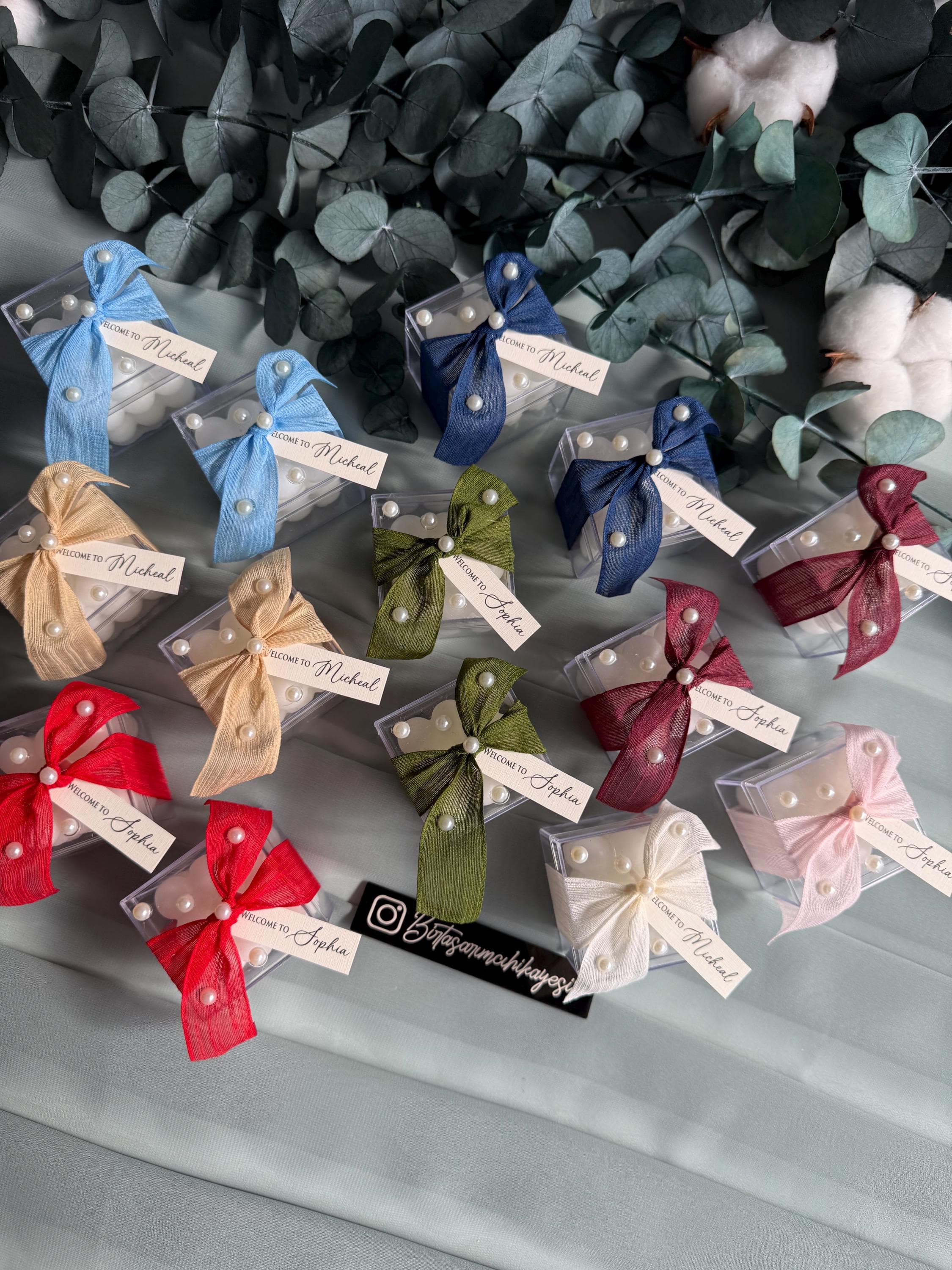Personalized Baby Shower Bubble Candle Favors: Ribbon & Pearl - image 5