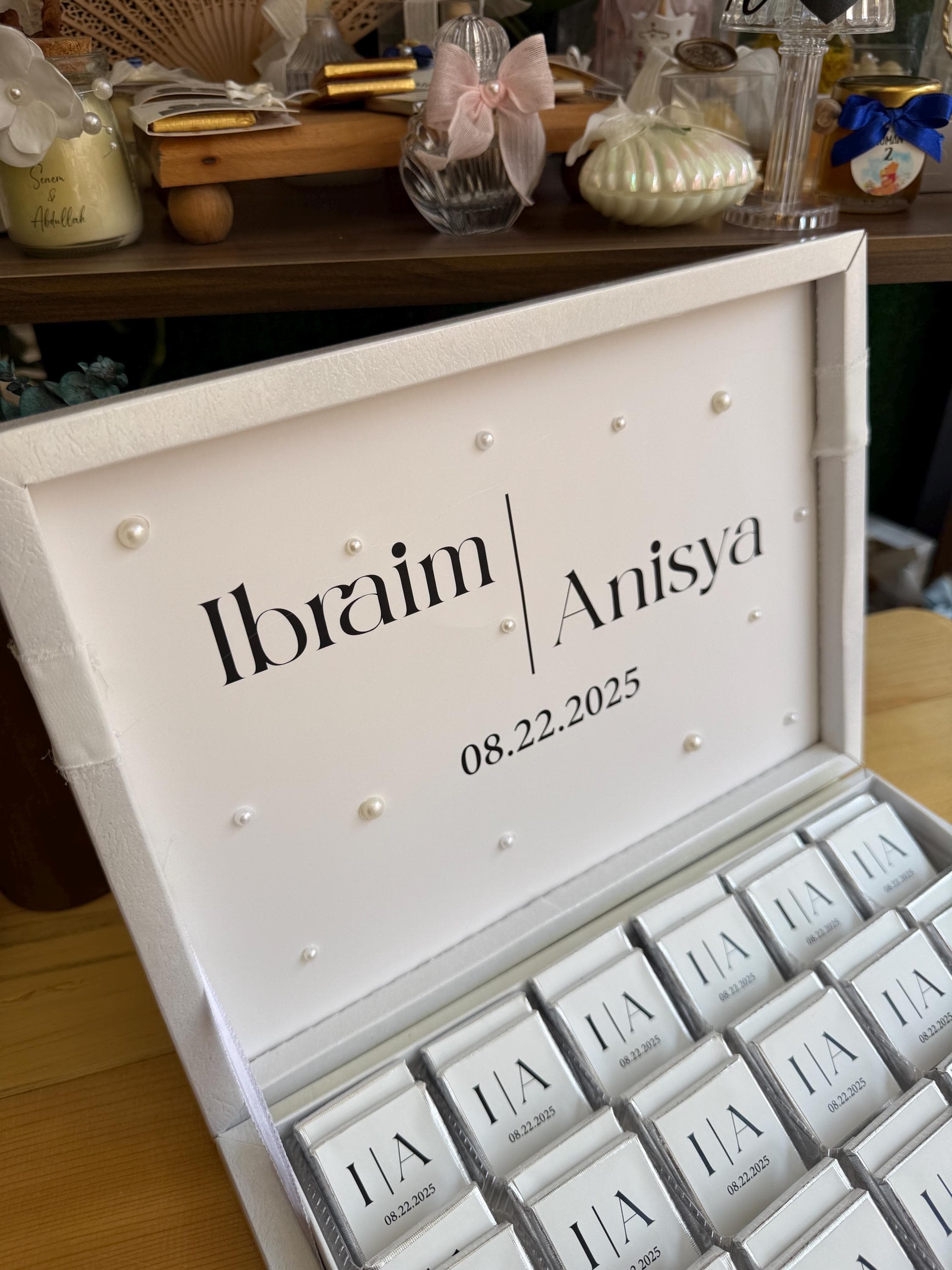 Pearl Decorated Chocolate Box: Wedding & Engagement Favors - image 4