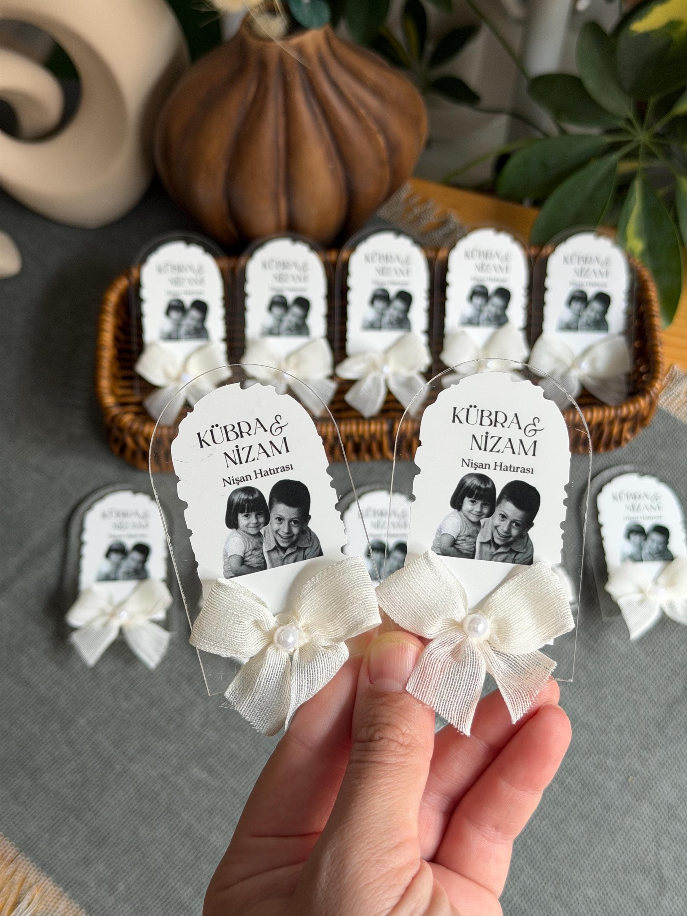 Childhood Photo Engagement Magnet: Personalized Wedding Favor - image 3