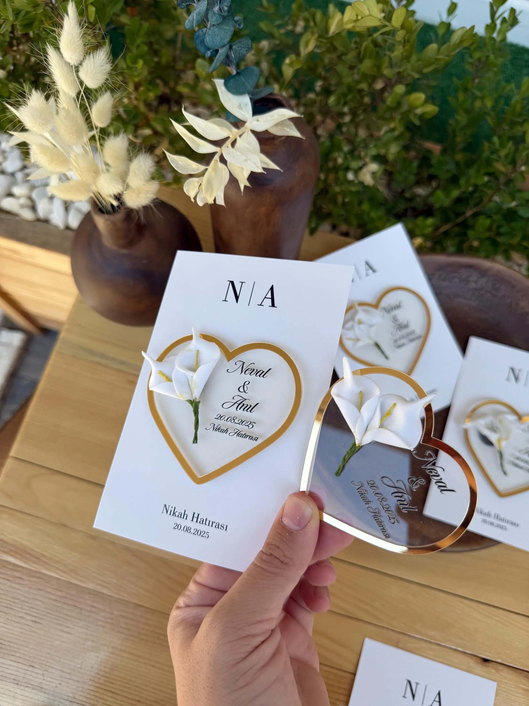 Personalized Clear Acrylic Heart Wedding Magnet: Calla Lily Favor - image 2