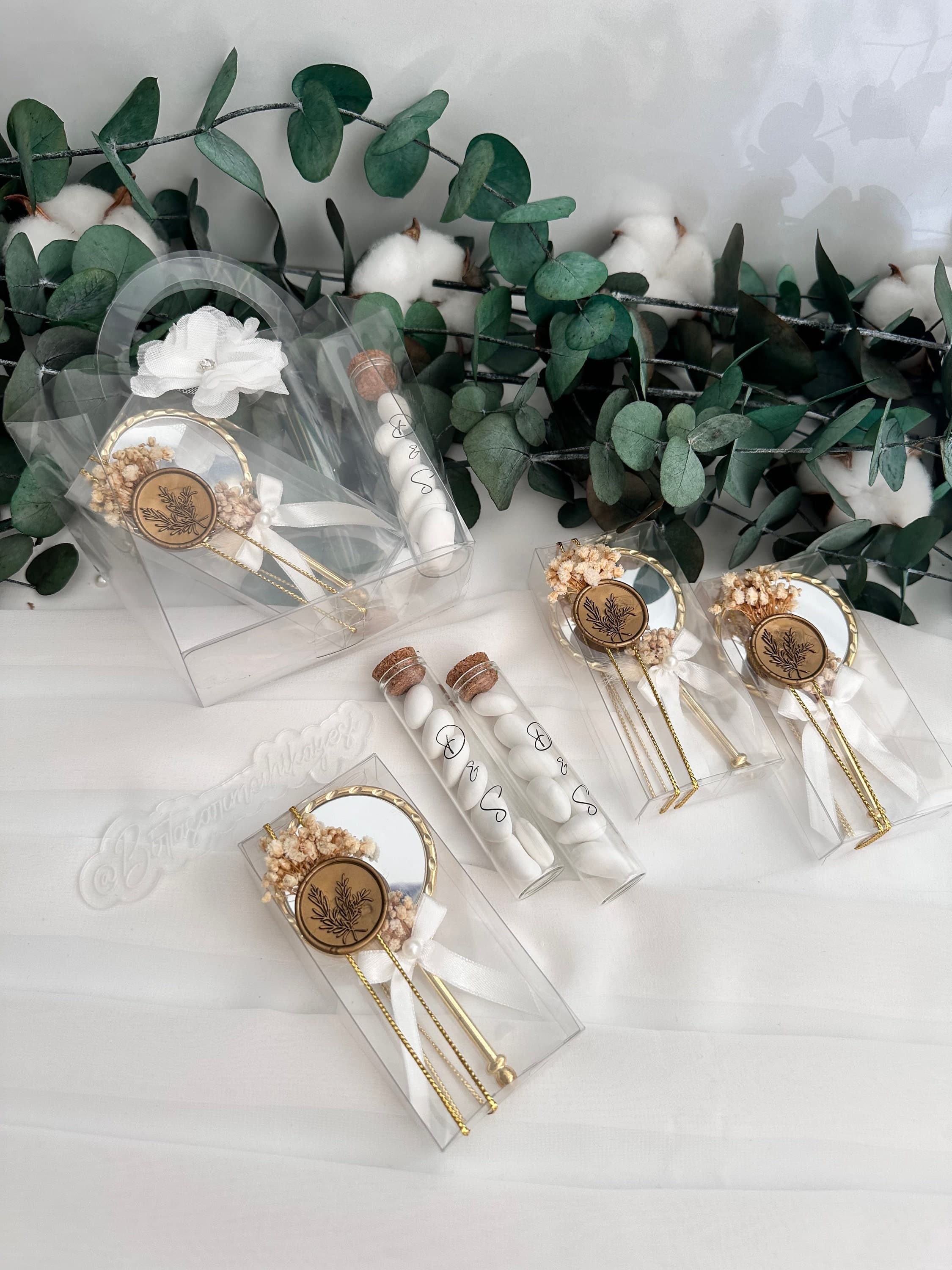 Personalized Mirror & Almond Candy Wedding Favor: Bulk Bridal Gift - image 4
