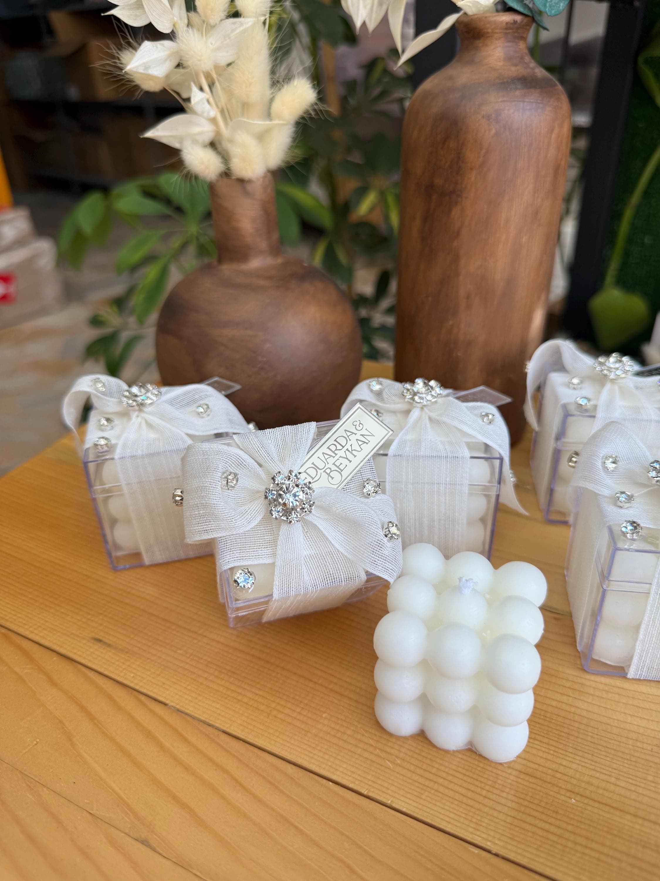 Personalized Bubble Candle Favors: Elegant Wedding, Bridal Shower Favors